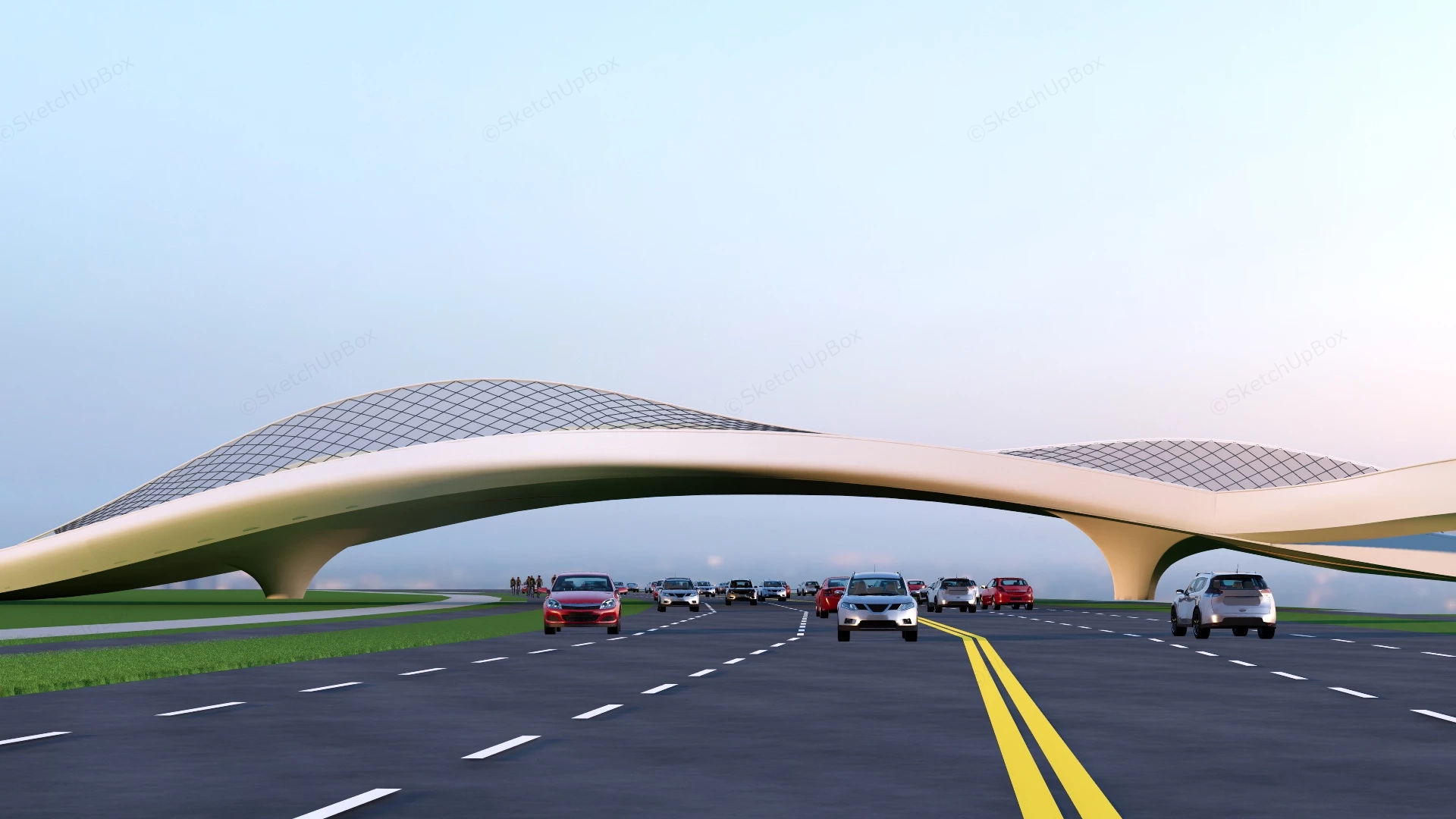 Modern Pedestrian Bridge sketchup model preview - SketchupBox