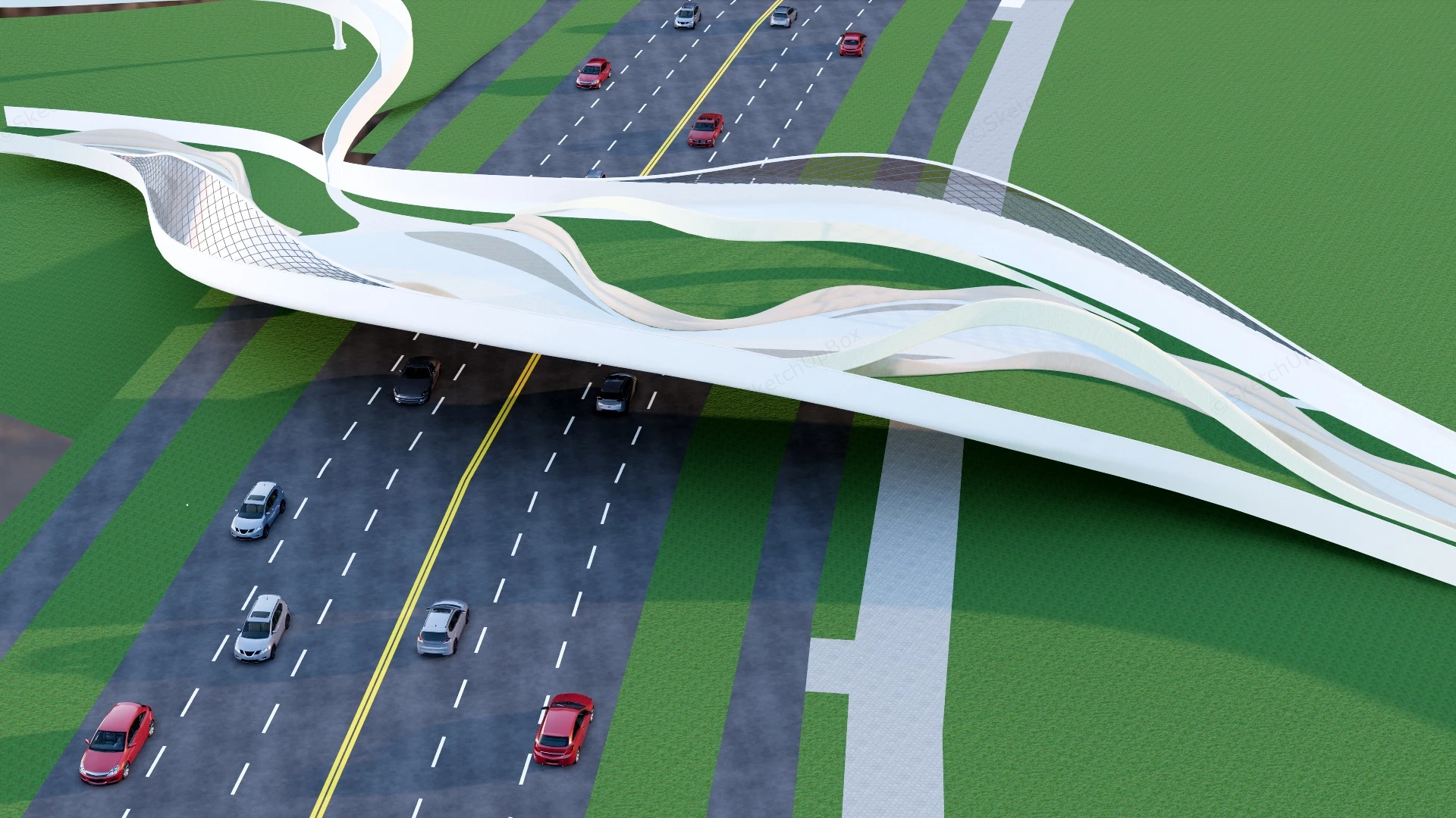 Modern Pedestrian Bridge sketchup model preview - SketchupBox