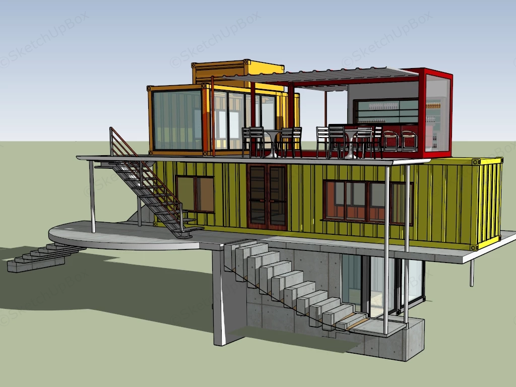 Shipping Container Bar Design sketchup model preview - SketchupBox