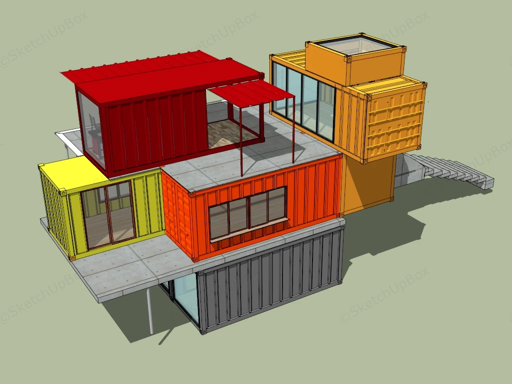 Shipping Container Bar Design sketchup model preview - SketchupBox