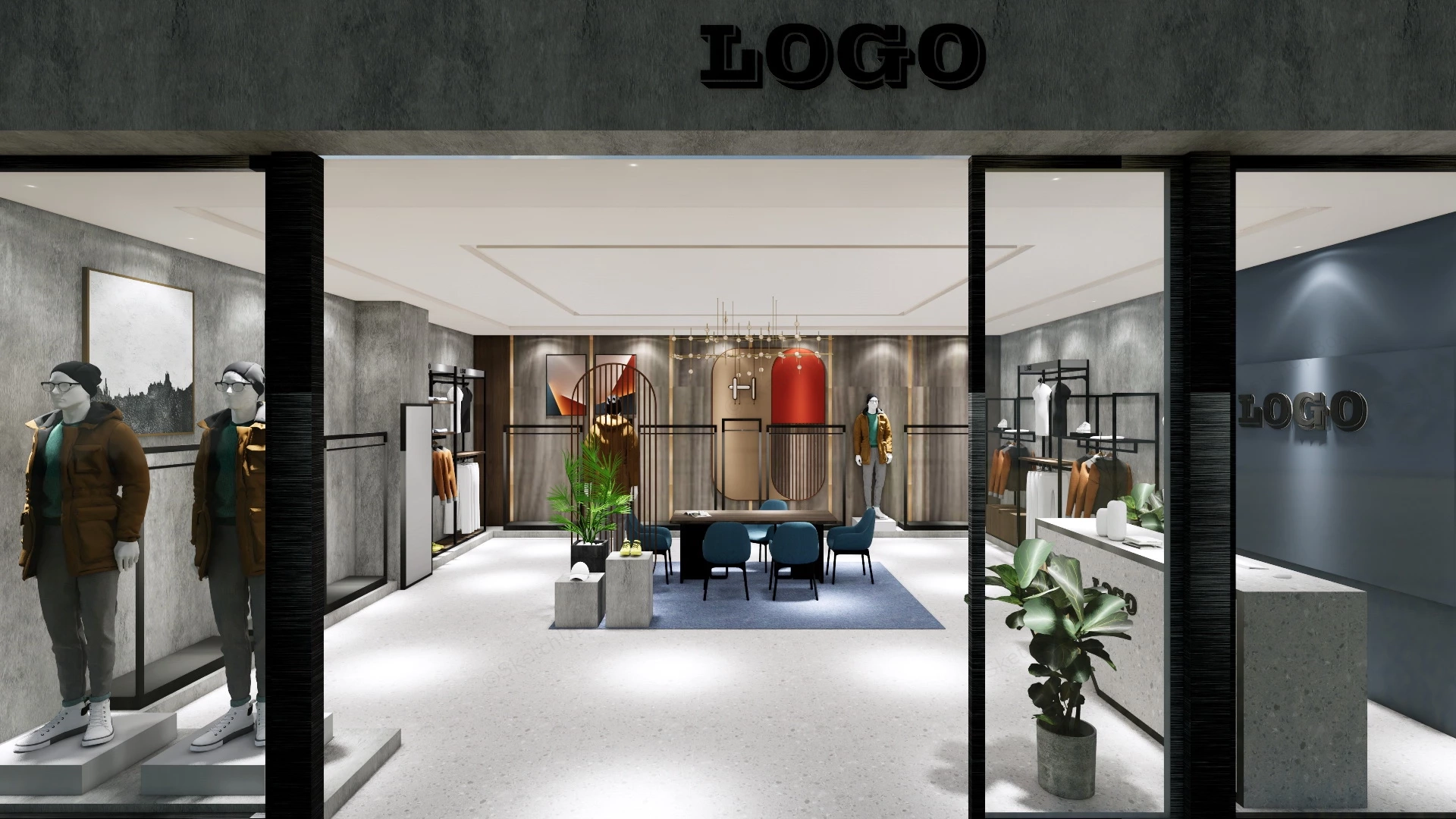 Mens Clothing Store Design sketchup model preview - SketchupBox