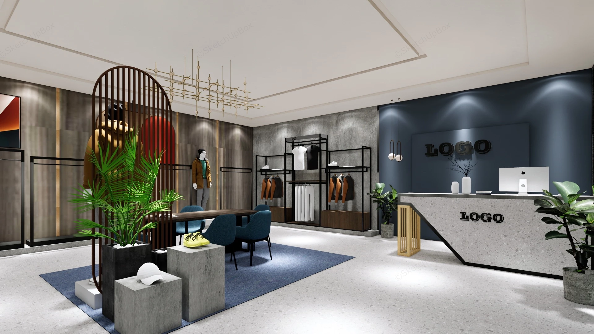Mens Clothing Store Design sketchup model preview - SketchupBox