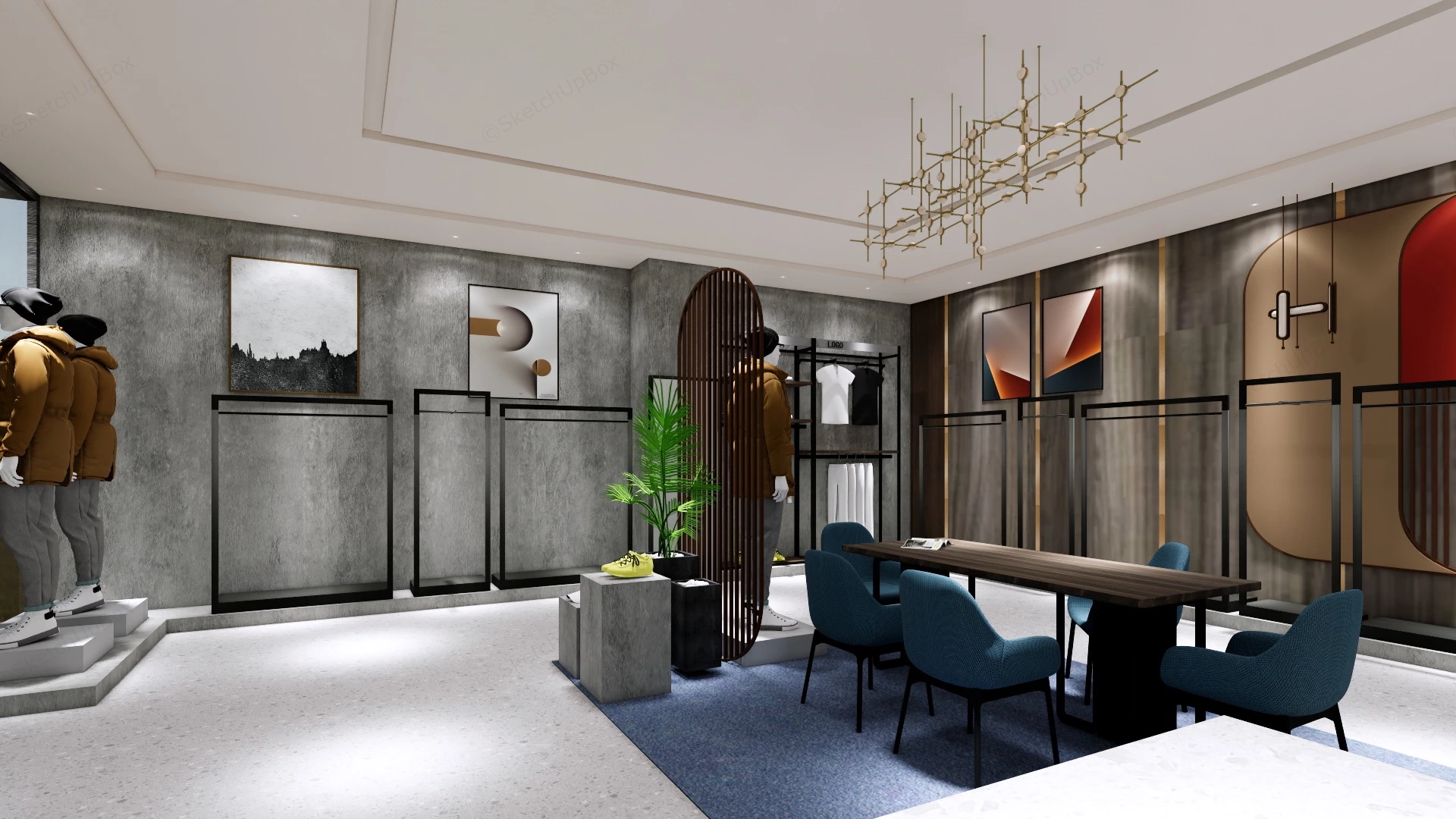 Mens Clothing Store Design sketchup model preview - SketchupBox