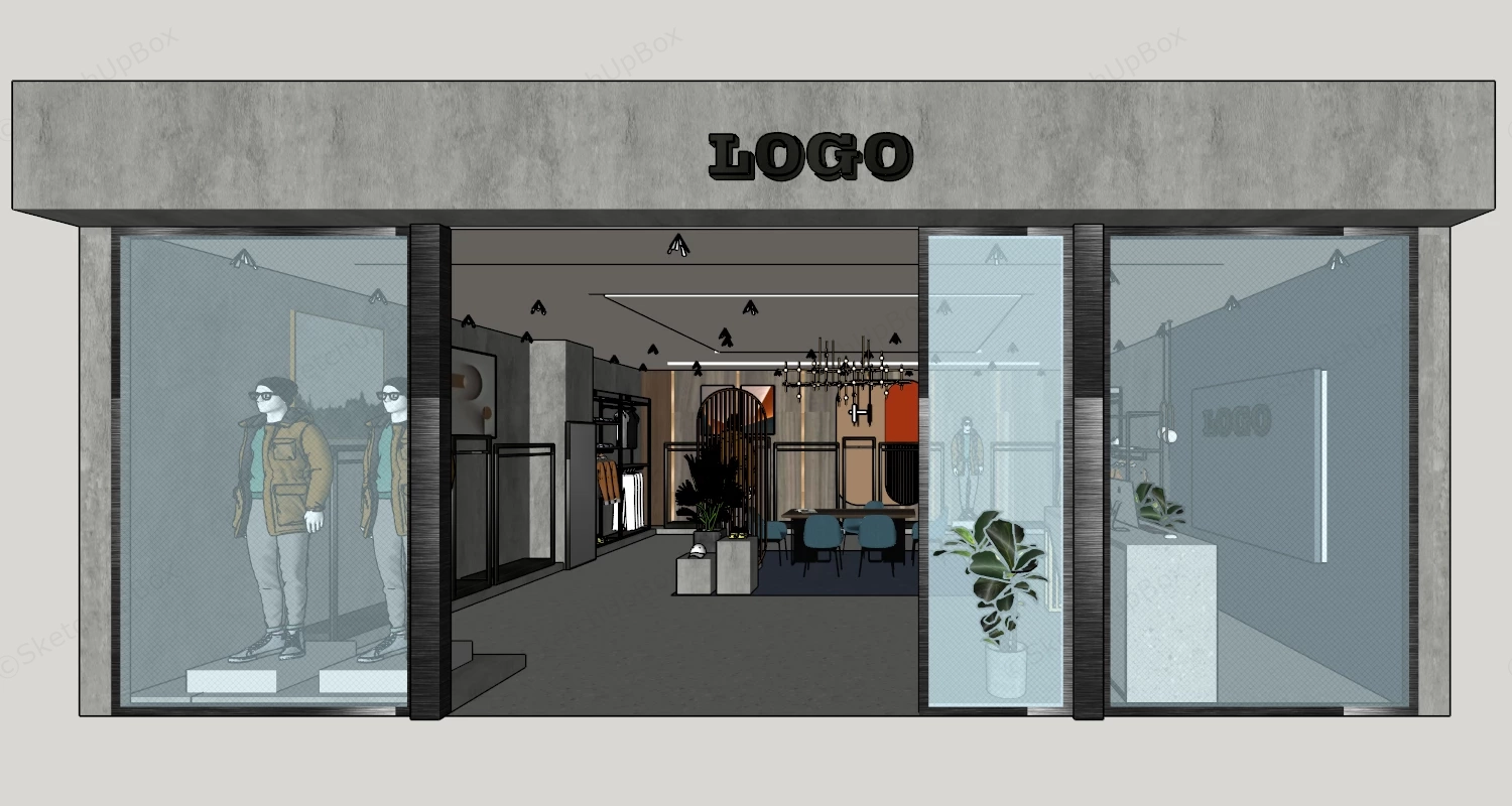 Mens Clothing Store Design sketchup model preview - SketchupBox