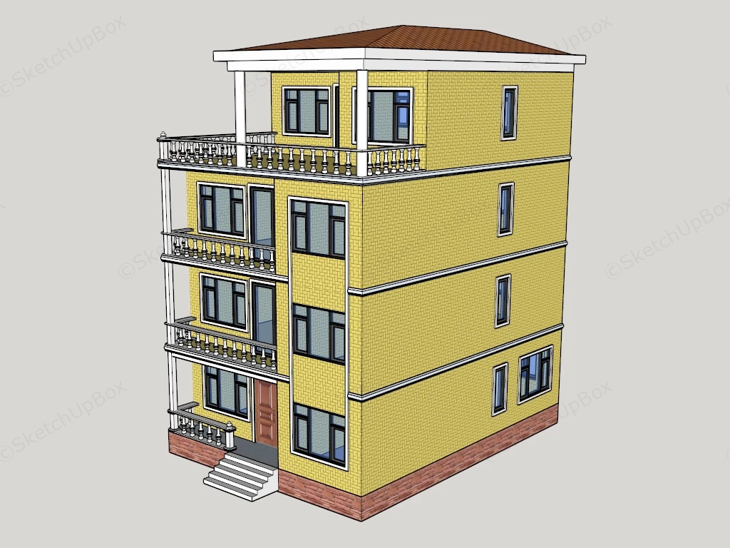4 Storey House Design sketchup model preview - SketchupBox