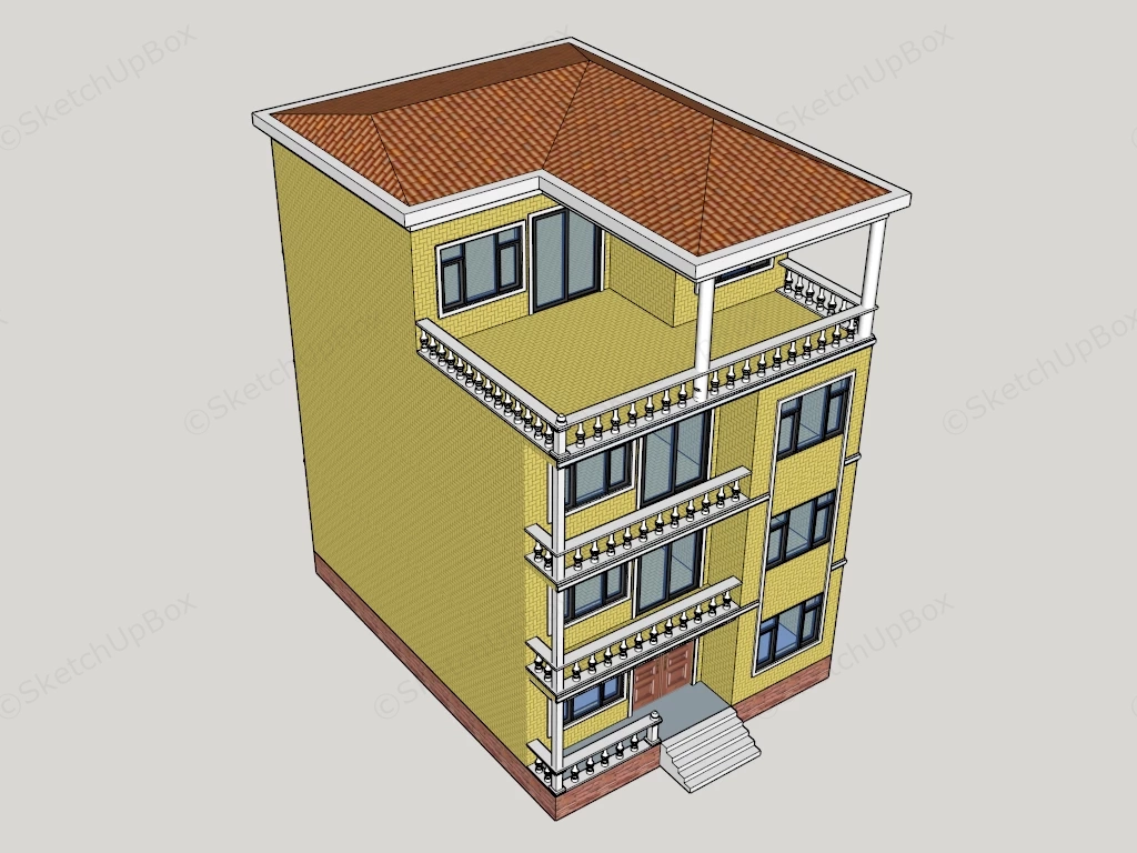 4 Storey House Design sketchup model preview - SketchupBox