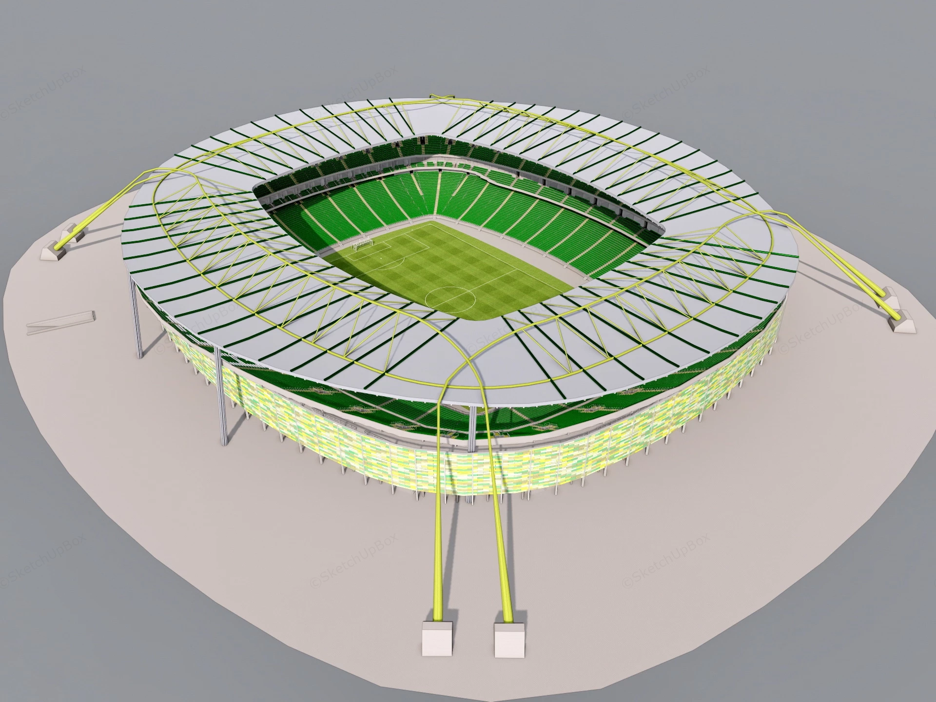 Football Stadium Architecture sketchup model preview - SketchupBox