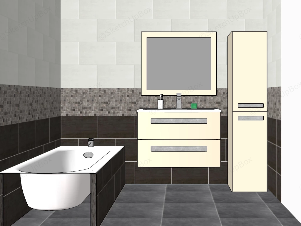 Small Bathroom With Bathtub sketchup model preview - SketchupBox