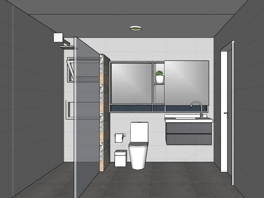 Small Bathroom With Shower sketchup model preview - SketchupBox