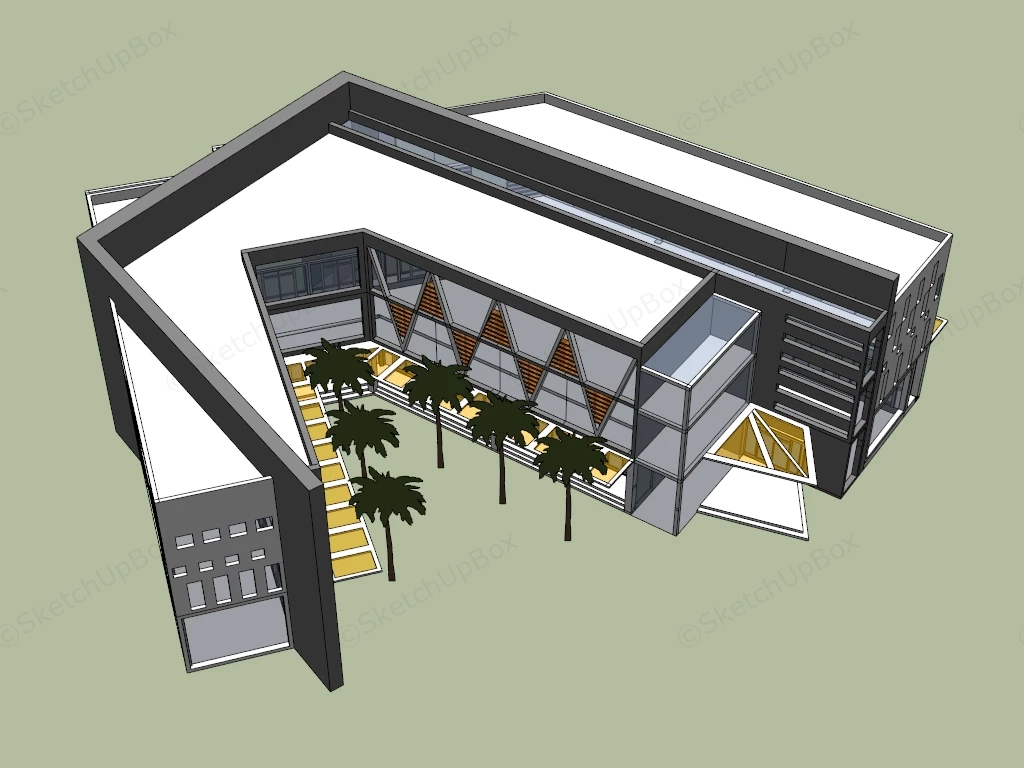 Small Modern Office Building sketchup model preview - SketchupBox