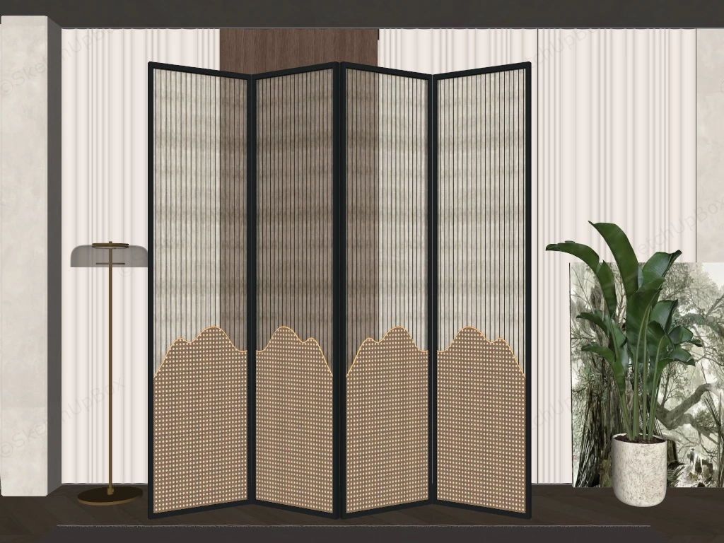 4 Panel Room Divider Screen sketchup model preview - SketchupBox