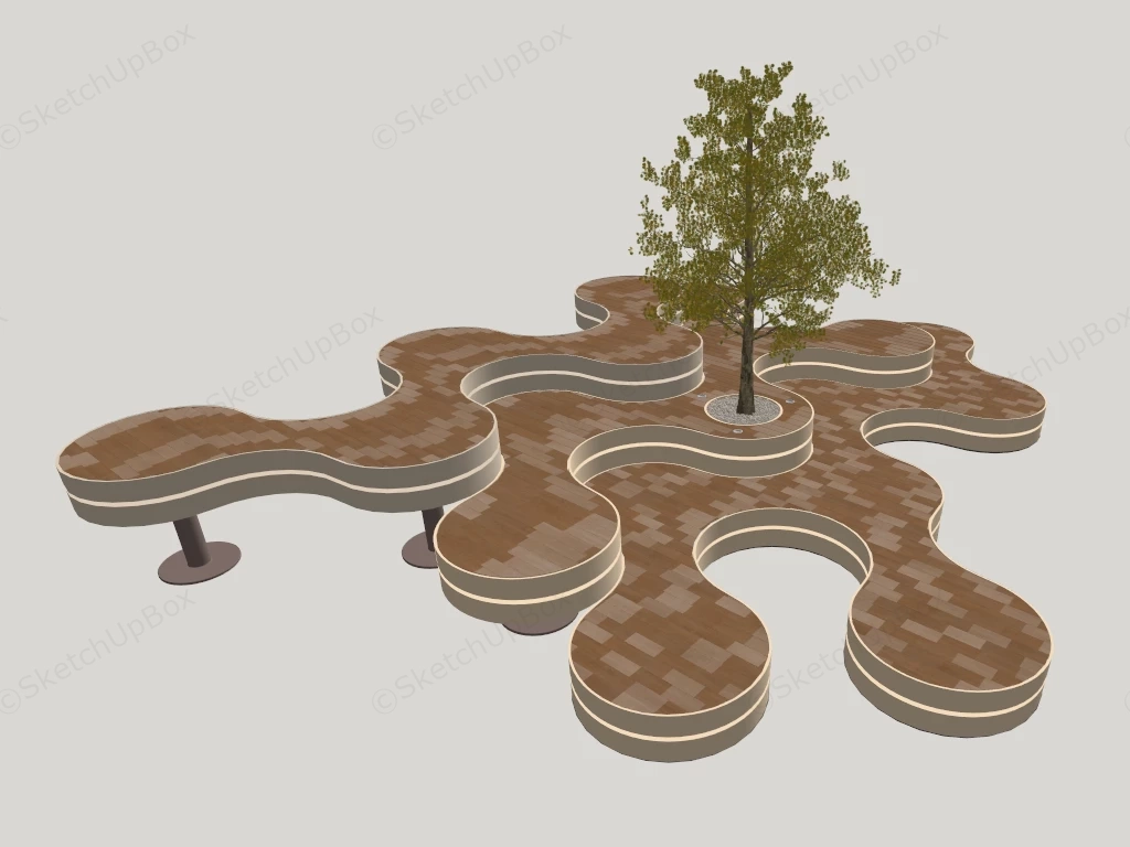 Creative Public Benches Design sketchup model preview - SketchupBox