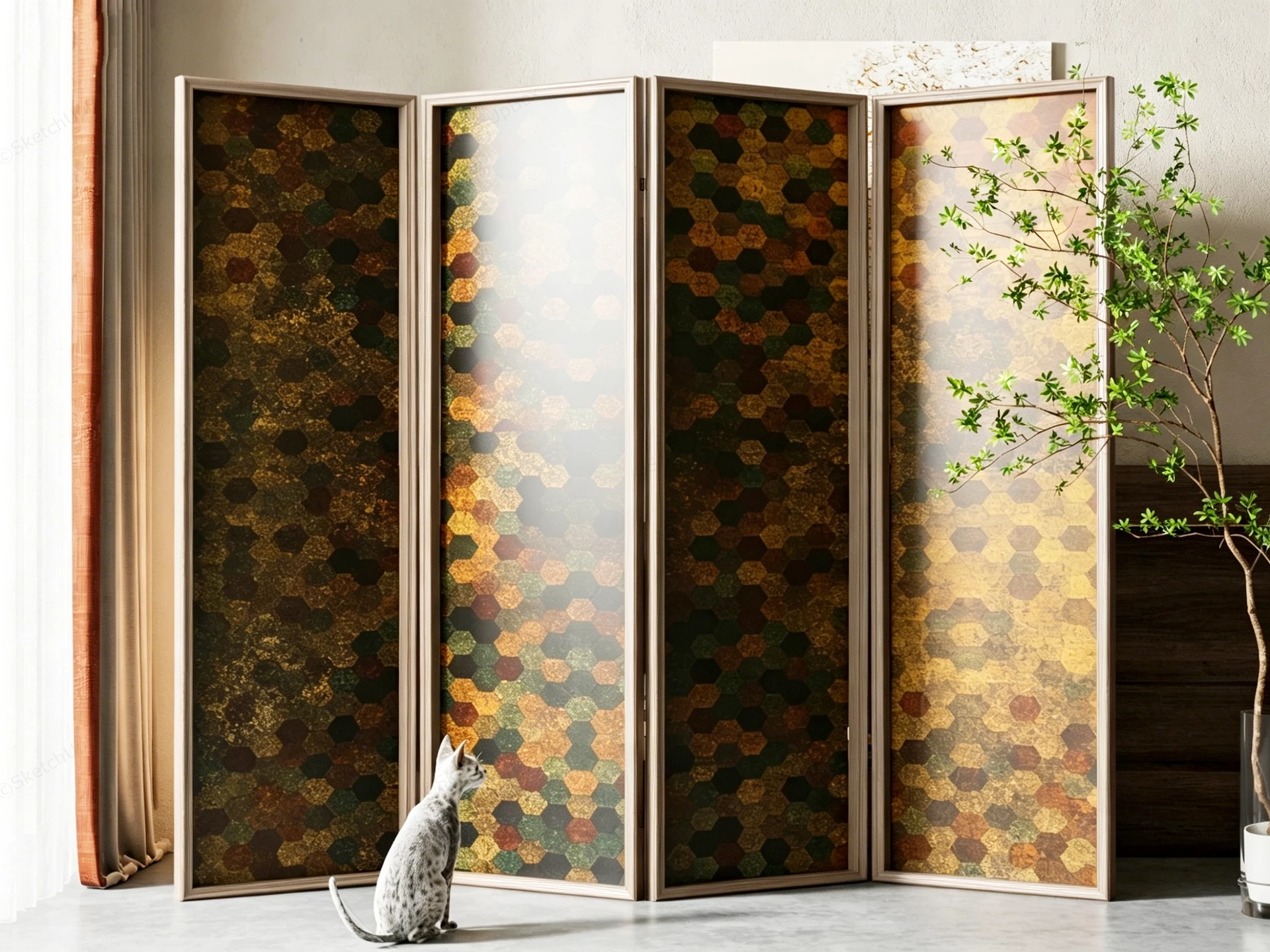 Folding Screens Room Divider sketchup model preview - SketchupBox