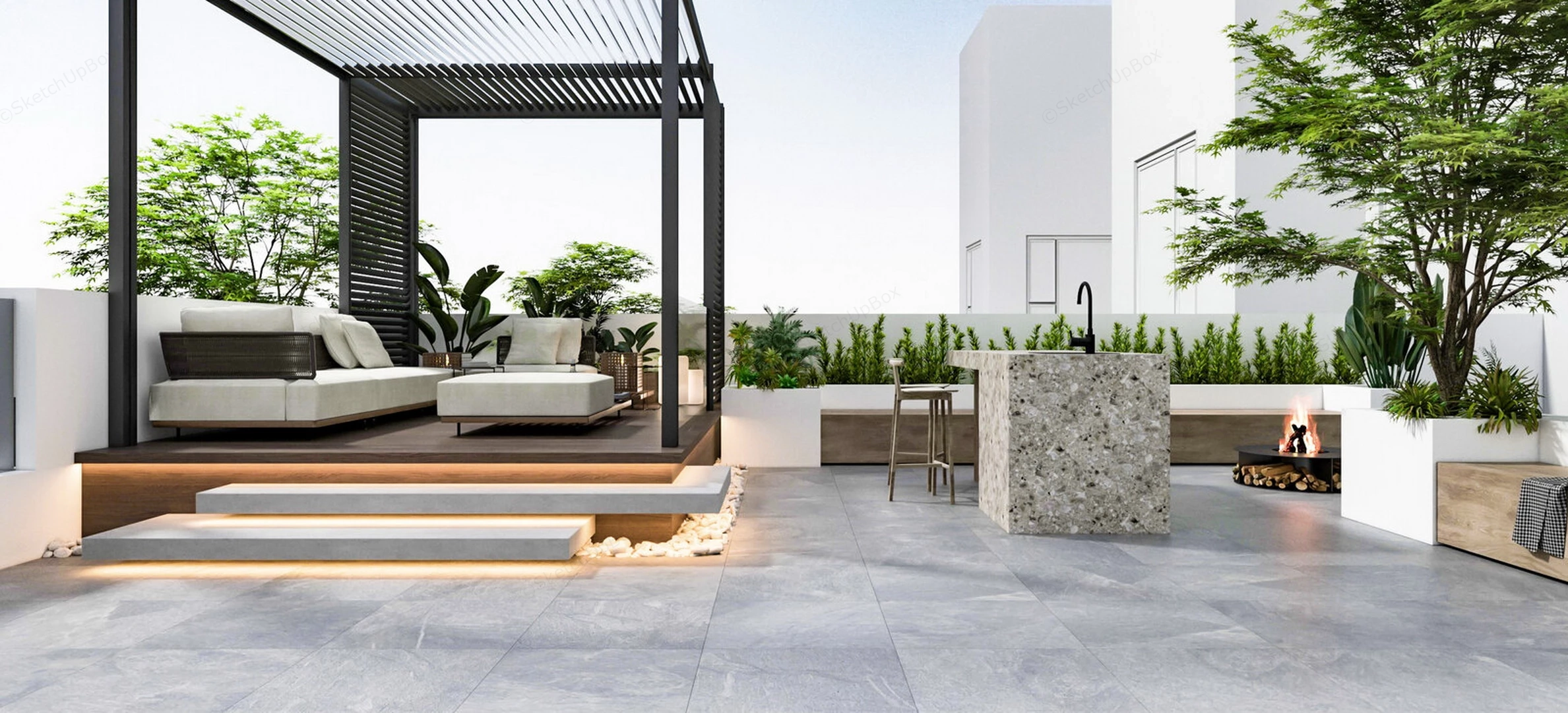 Outdoor Backyard Patio Idea sketchup model preview - SketchupBox