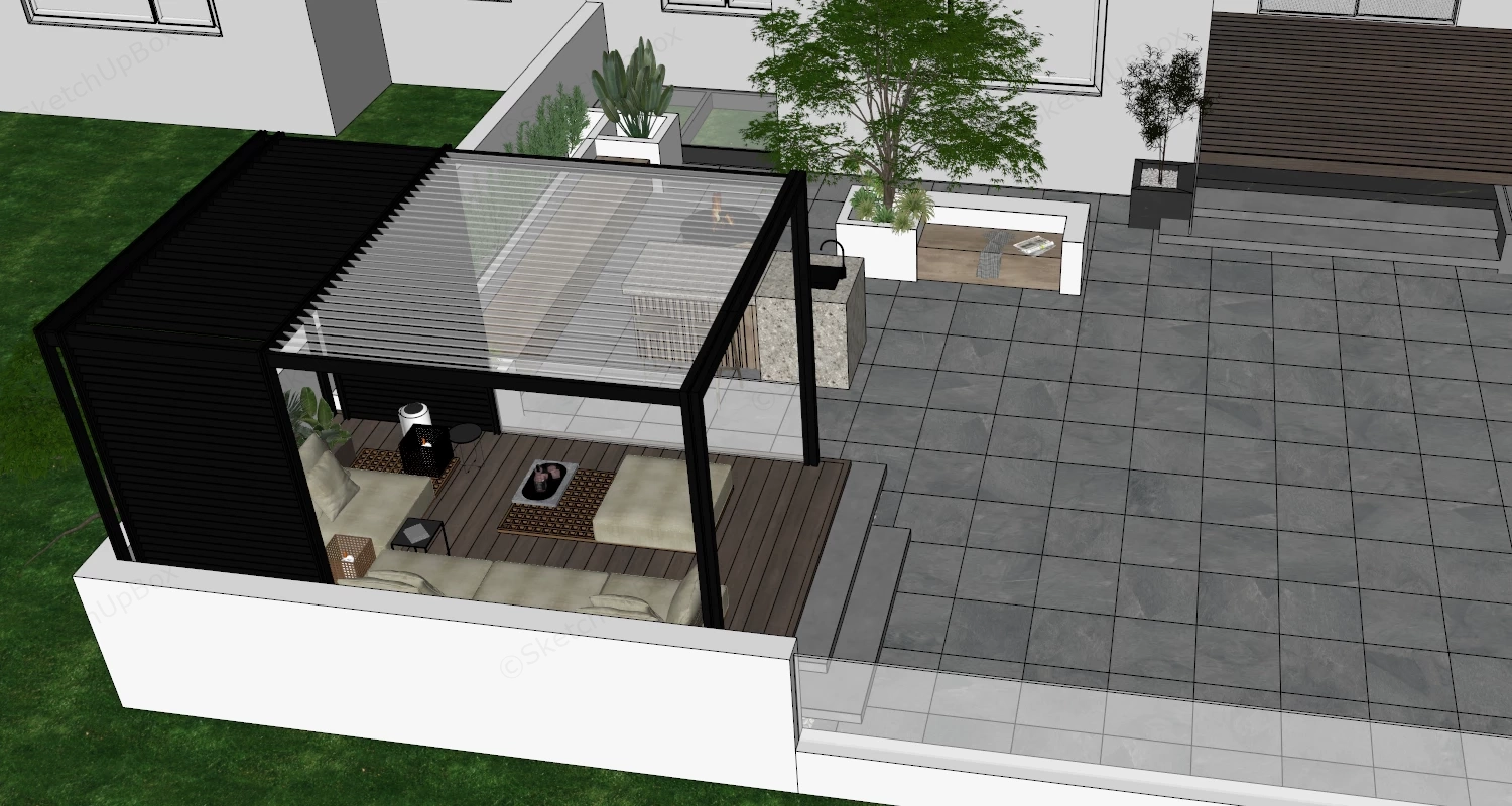 Outdoor Backyard Patio Idea sketchup model preview - SketchupBox