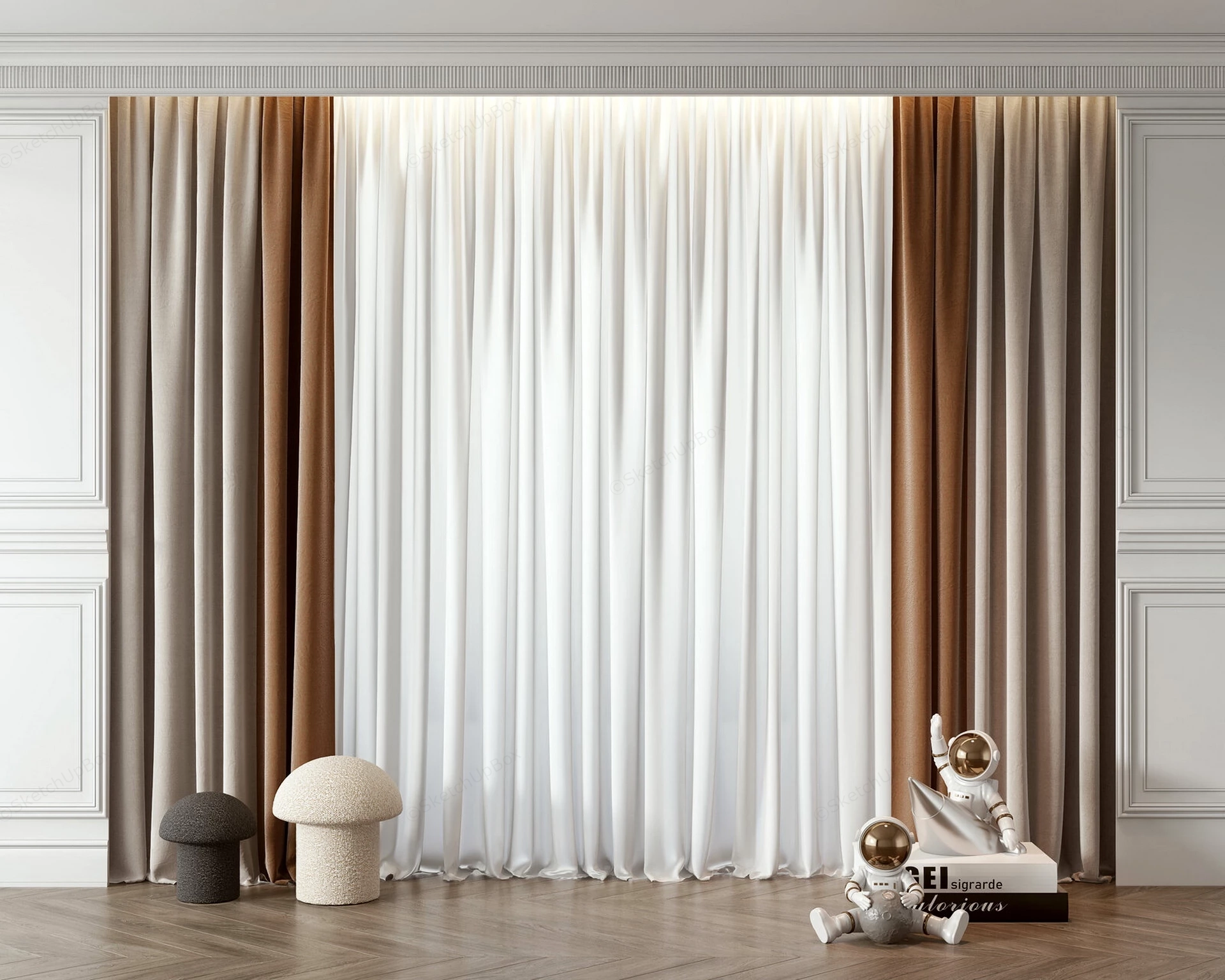 Living Room Curtain sketchup model preview - SketchupBox
