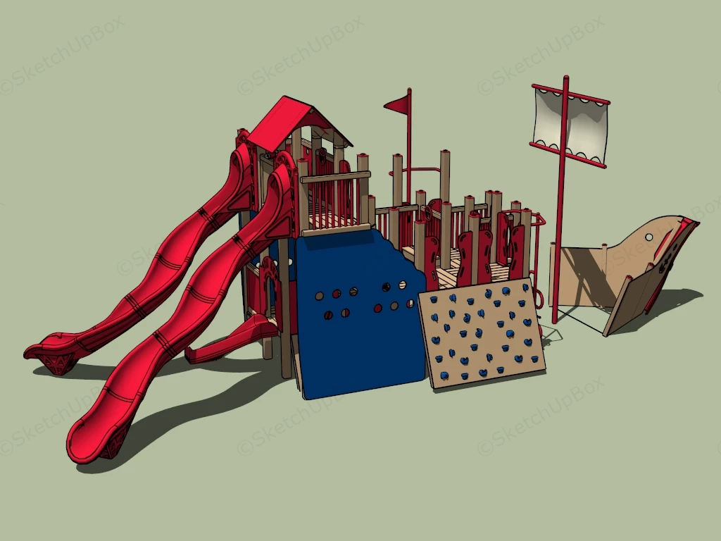 Wooden Pirate Ship Playset sketchup model preview - SketchupBox