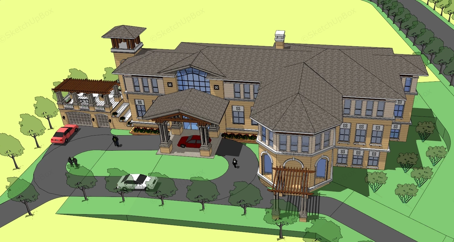 Country Club Mansion sketchup model preview - SketchupBox