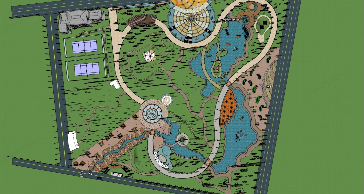 City Park Plan sketchup model preview - SketchupBox