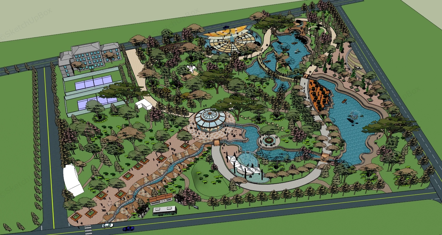 City Park Plan sketchup model preview - SketchupBox