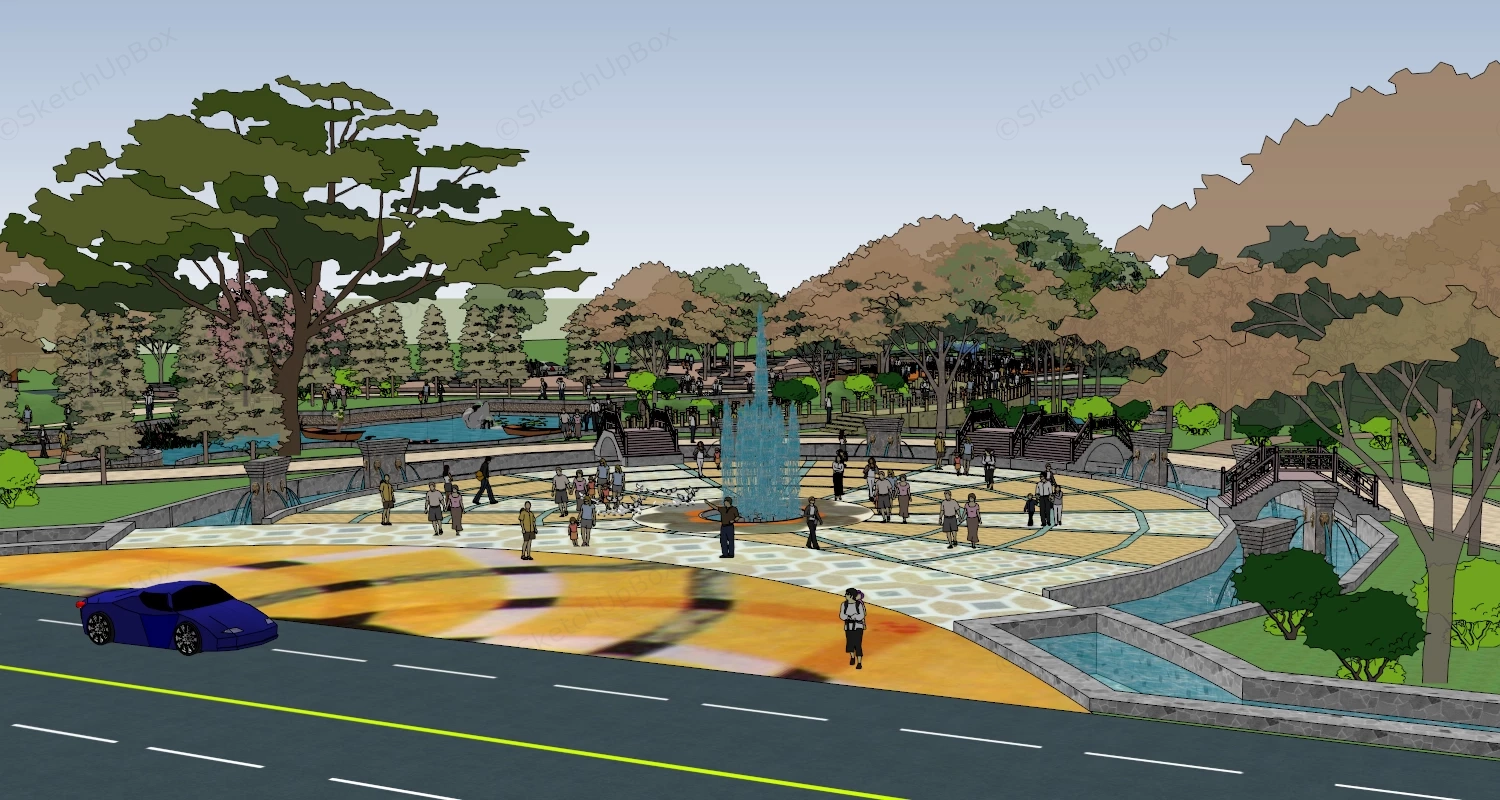 City Park Plan sketchup model preview - SketchupBox