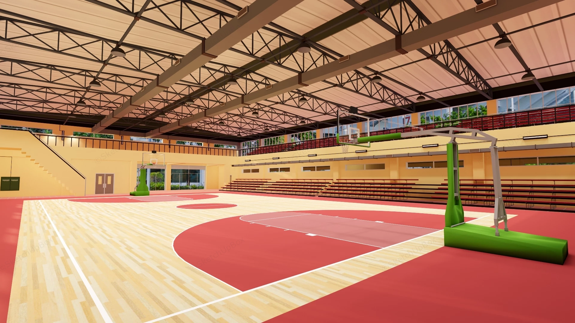 Indoor Basketball Gym sketchup model preview - SketchupBox