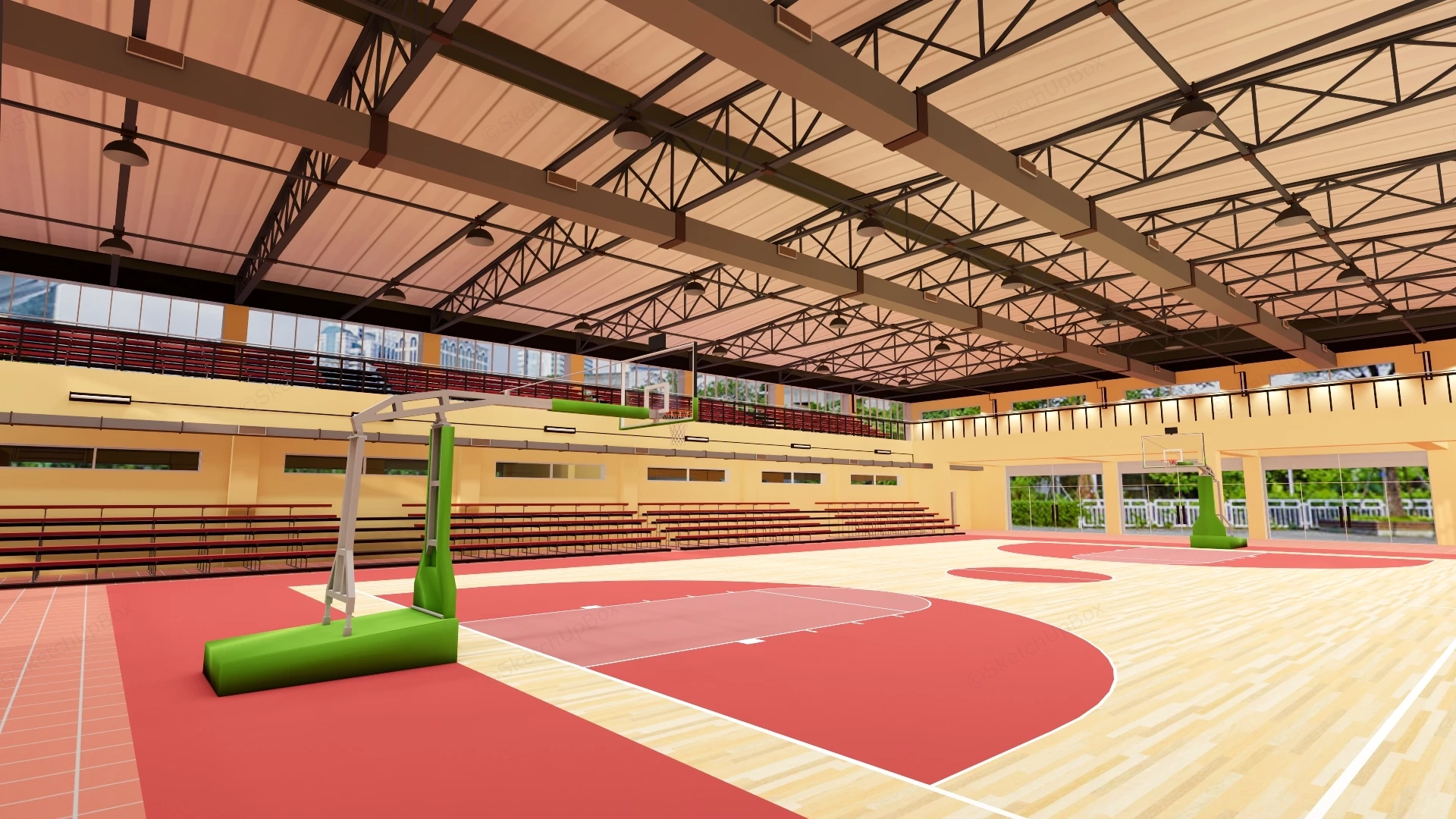 Indoor Basketball Gym sketchup model preview - SketchupBox