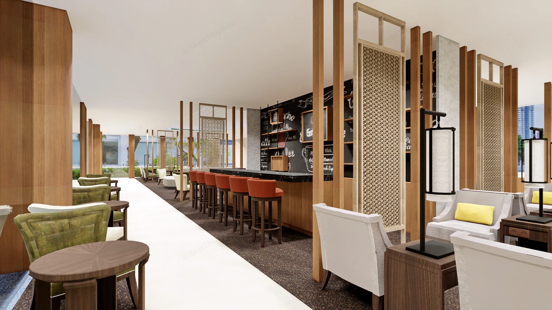 Chinese Style Coffee Shop sketchup model preview - SketchupBox