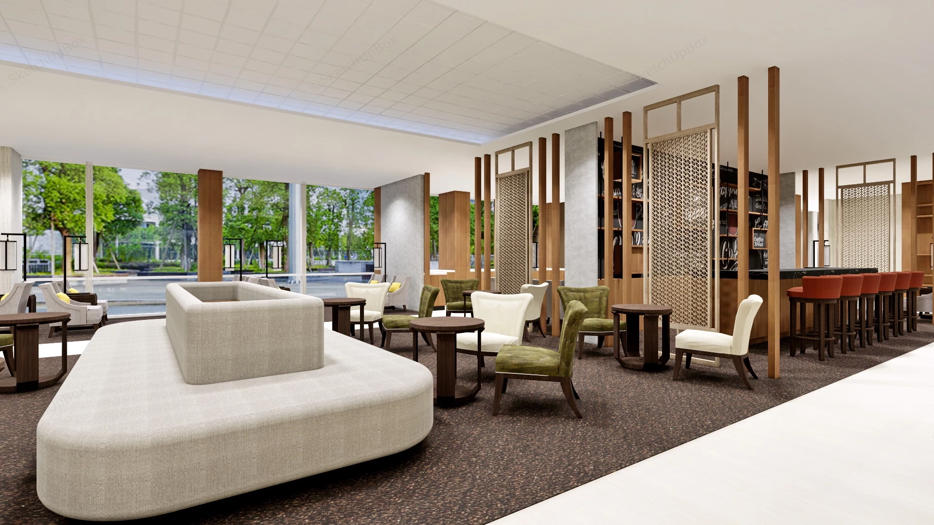 Chinese Style Coffee Shop sketchup model preview - SketchupBox
