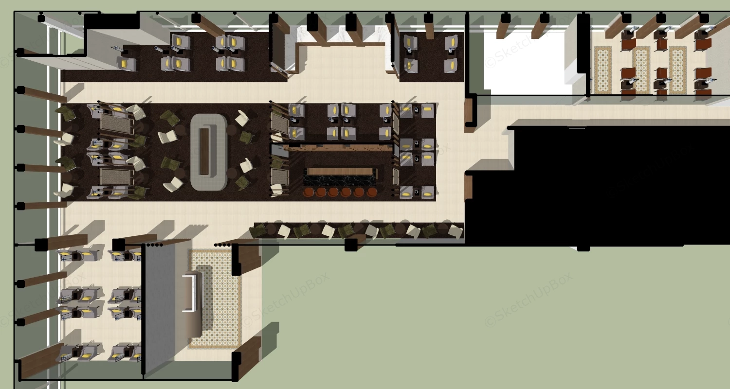 Chinese Style Coffee Shop sketchup model preview - SketchupBox