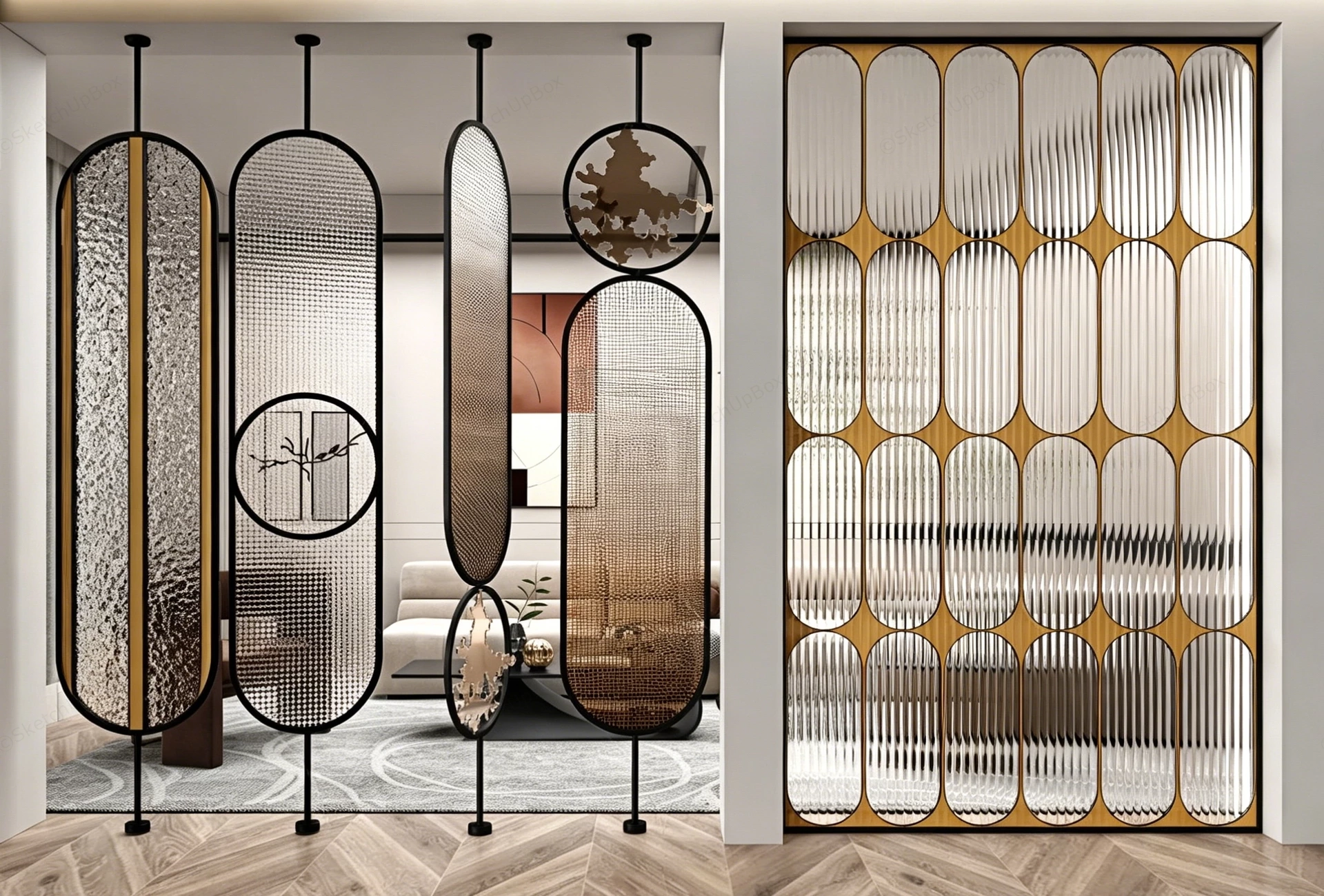 Decorative Glass Room Dividers sketchup model preview - SketchupBox
