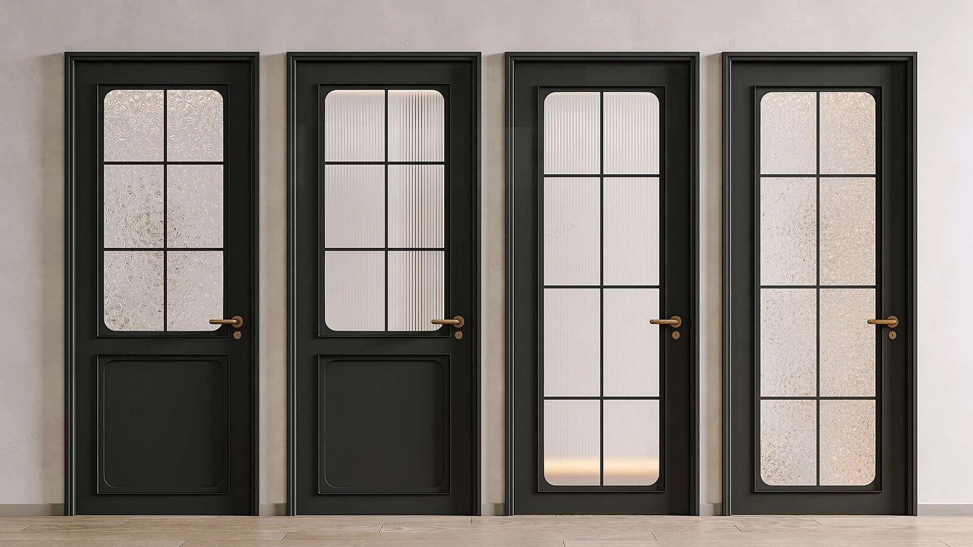 Glass Panel Interior Doors sketchup model preview - SketchupBox