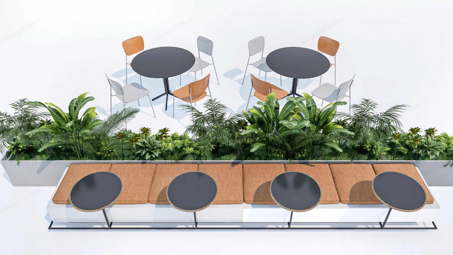 Outdoor Cafe Furniture With Planter sketchup model preview - SketchupBox