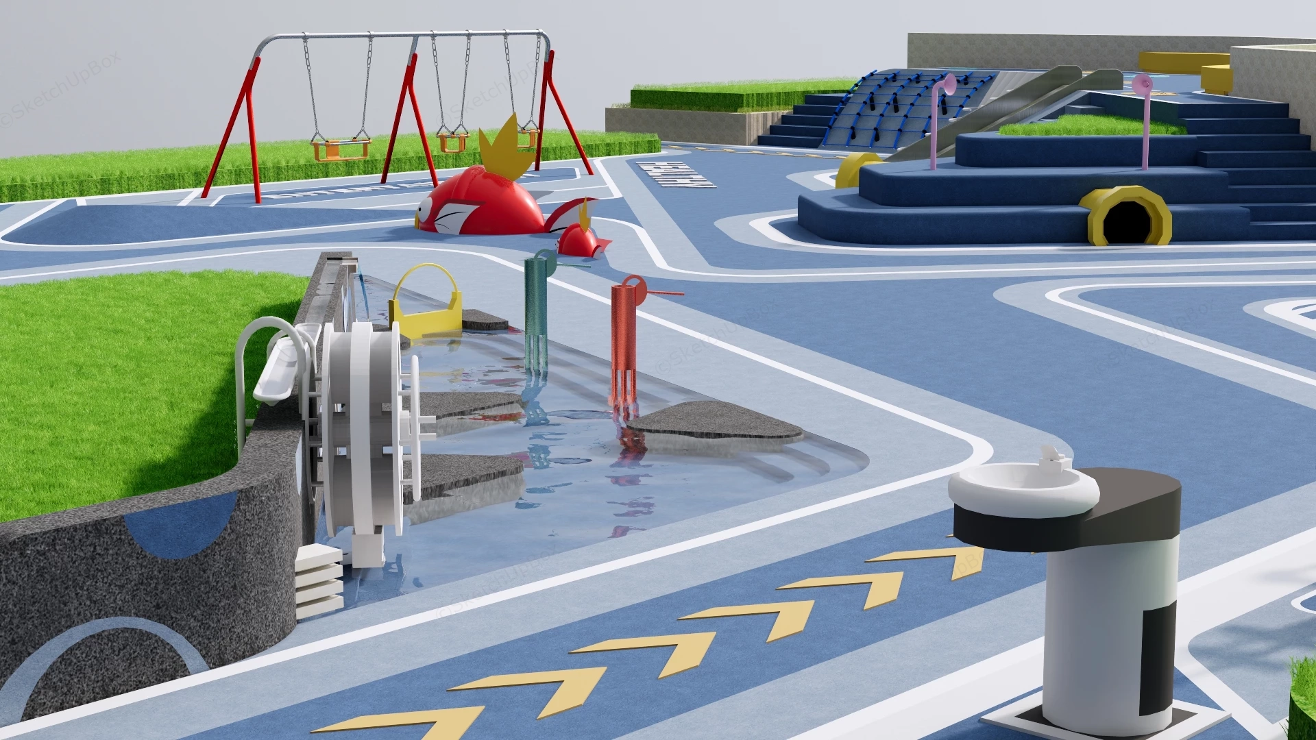 Playground With Water Features sketchup model preview - SketchupBox