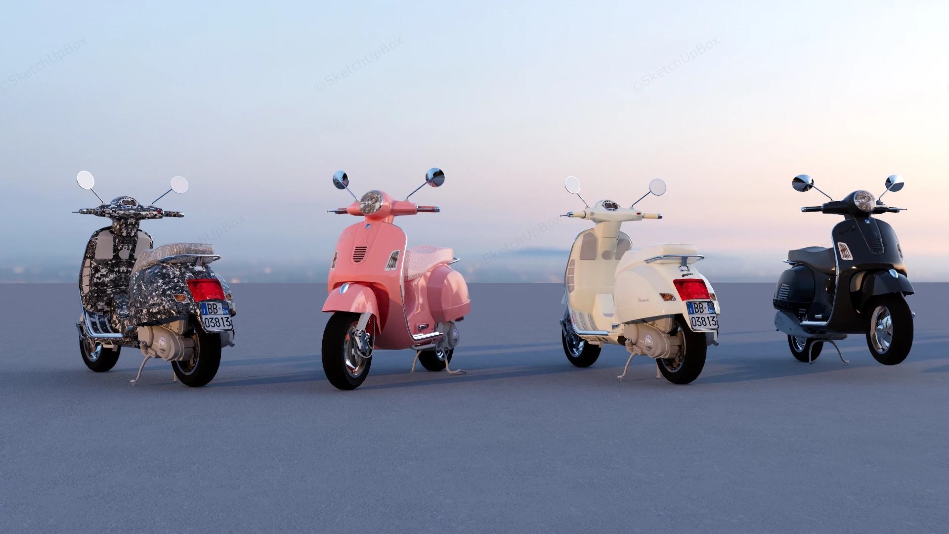 Small Motor Scooters sketchup model preview - SketchupBox