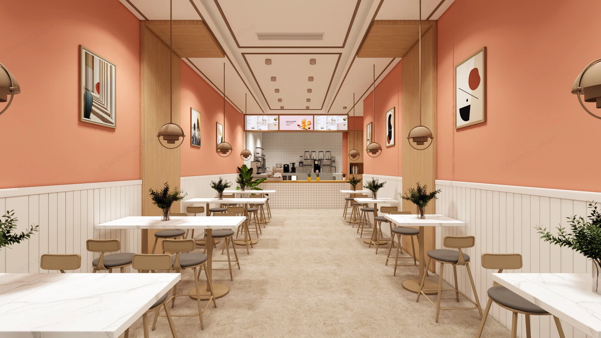Bubble Tea And Juice Bar Design sketchup model preview - SketchupBox