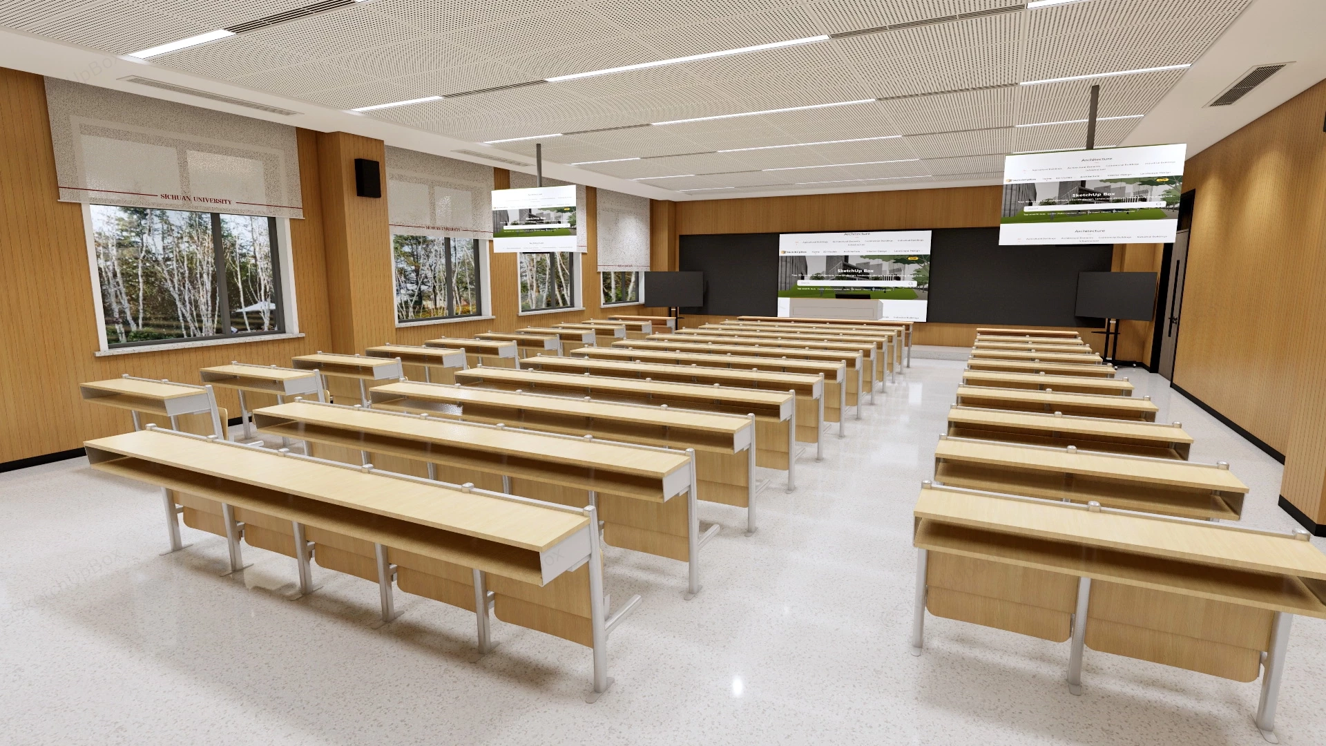 Modern College Classroom sketchup model preview - SketchupBox