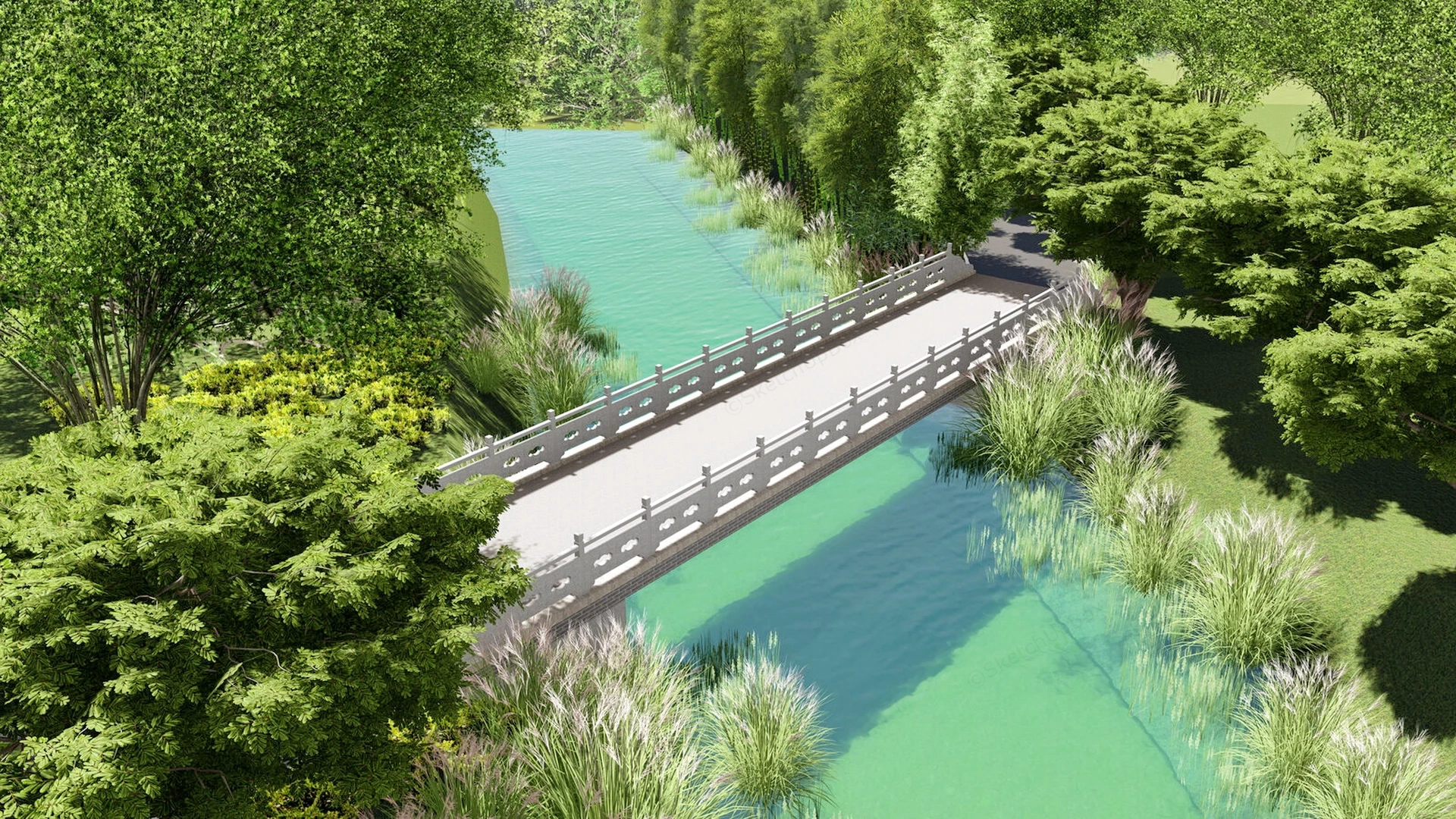 Small Concrete Bridge sketchup model preview - SketchupBox