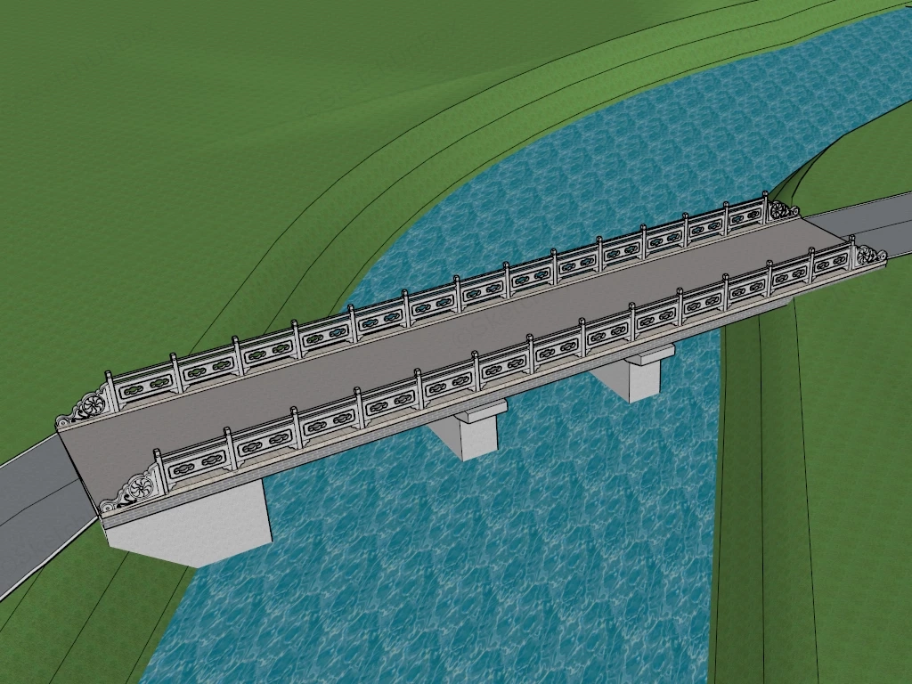 Small Concrete Bridge sketchup model preview - SketchupBox