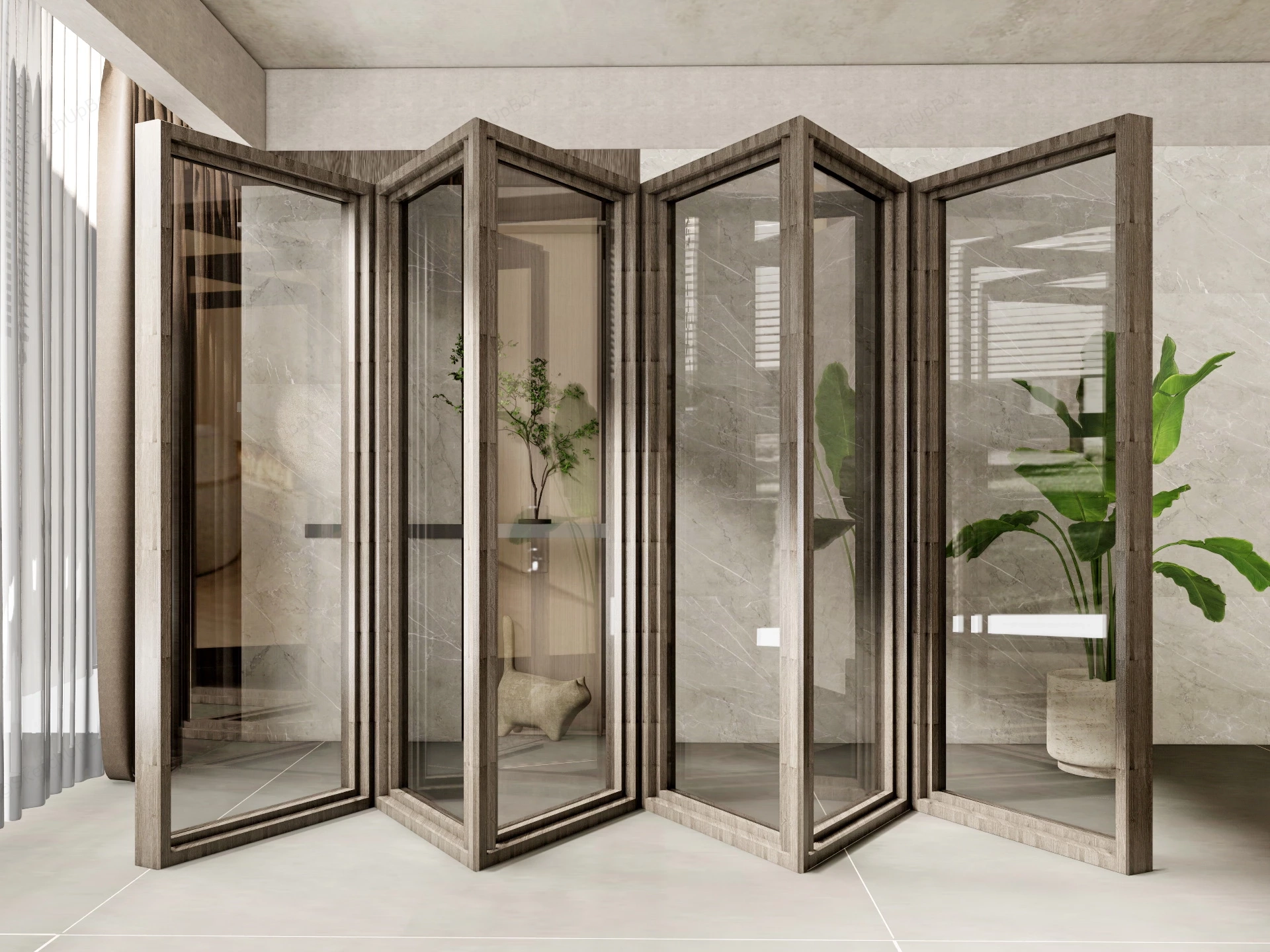 Glass And Wood Room Divider sketchup model preview - SketchupBox