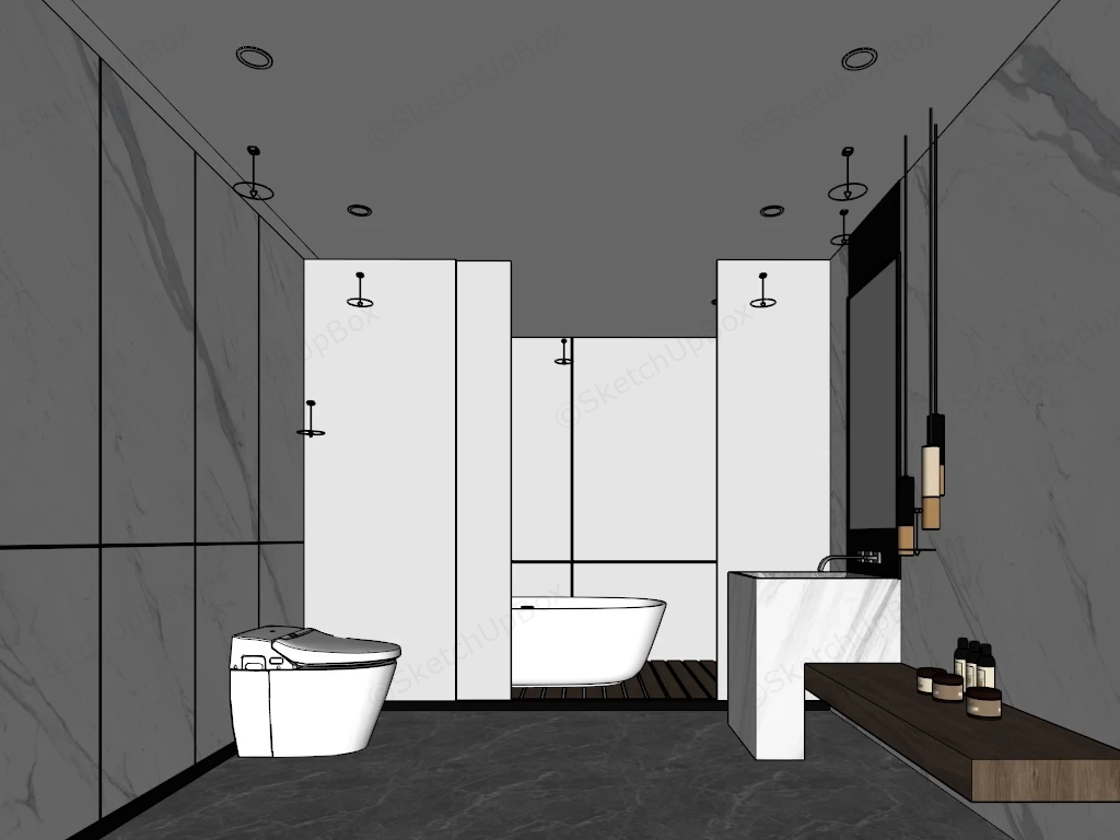 White Marble Bathroom Design sketchup model preview - SketchupBox