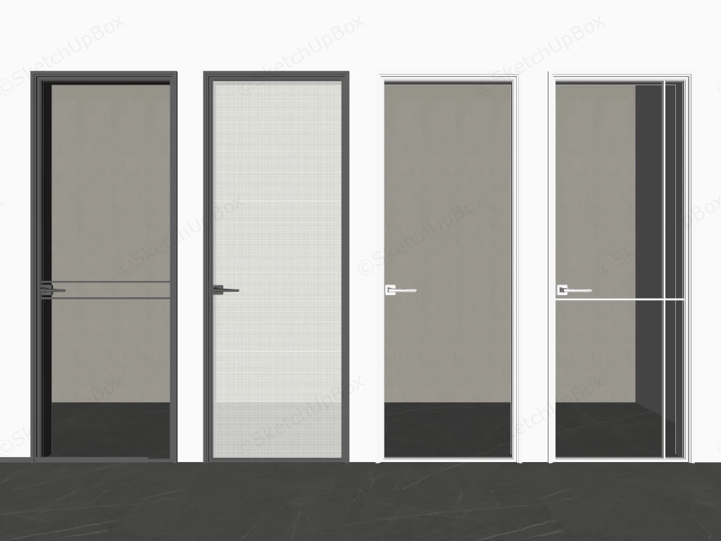 Frosted Glass Bathroom Doors sketchup model preview - SketchupBox