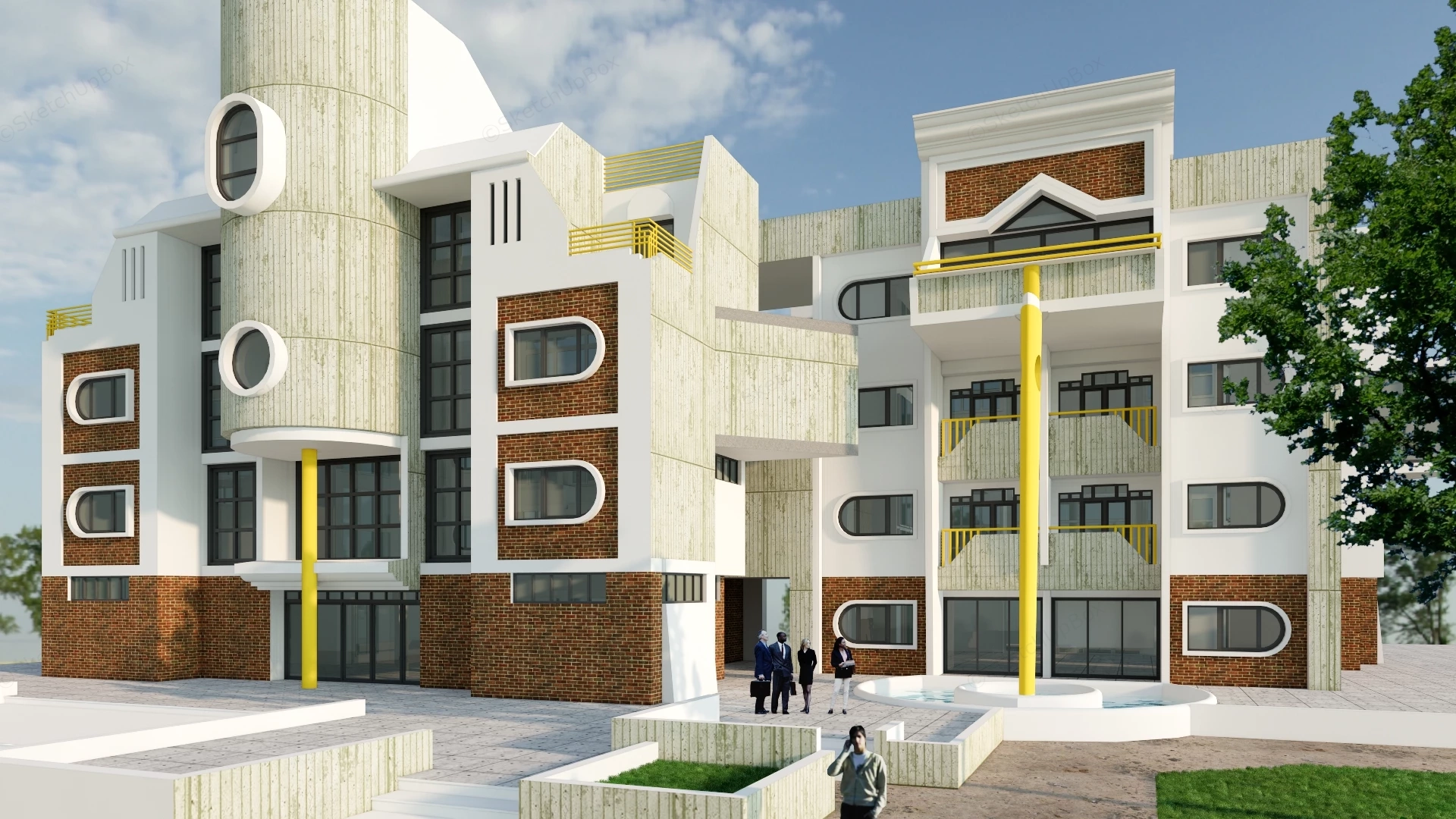 Apartment Building Exterior Design sketchup model preview - SketchupBox