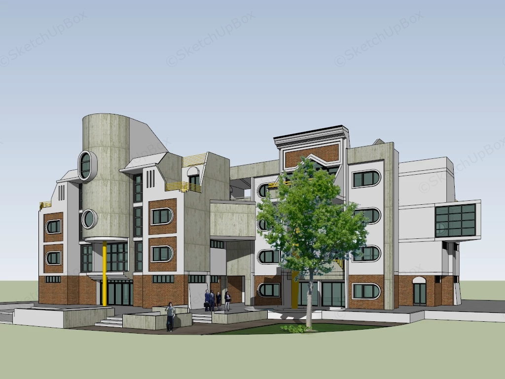 Apartment Building Exterior Design sketchup model preview - SketchupBox