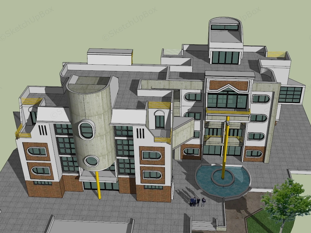 Apartment Building Exterior Design sketchup model preview - SketchupBox