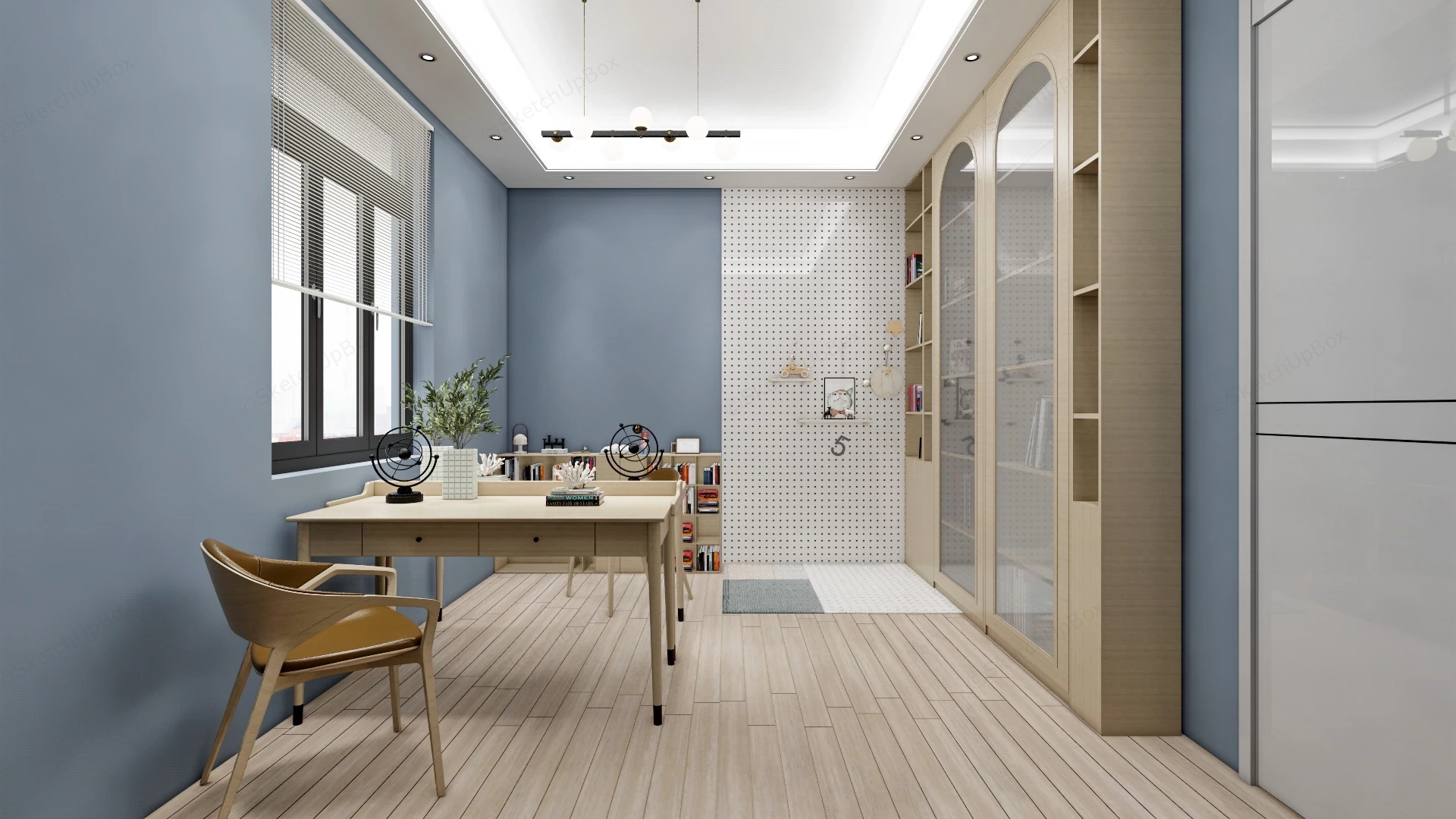 Two Person Home Office Design sketchup model preview - SketchupBox
