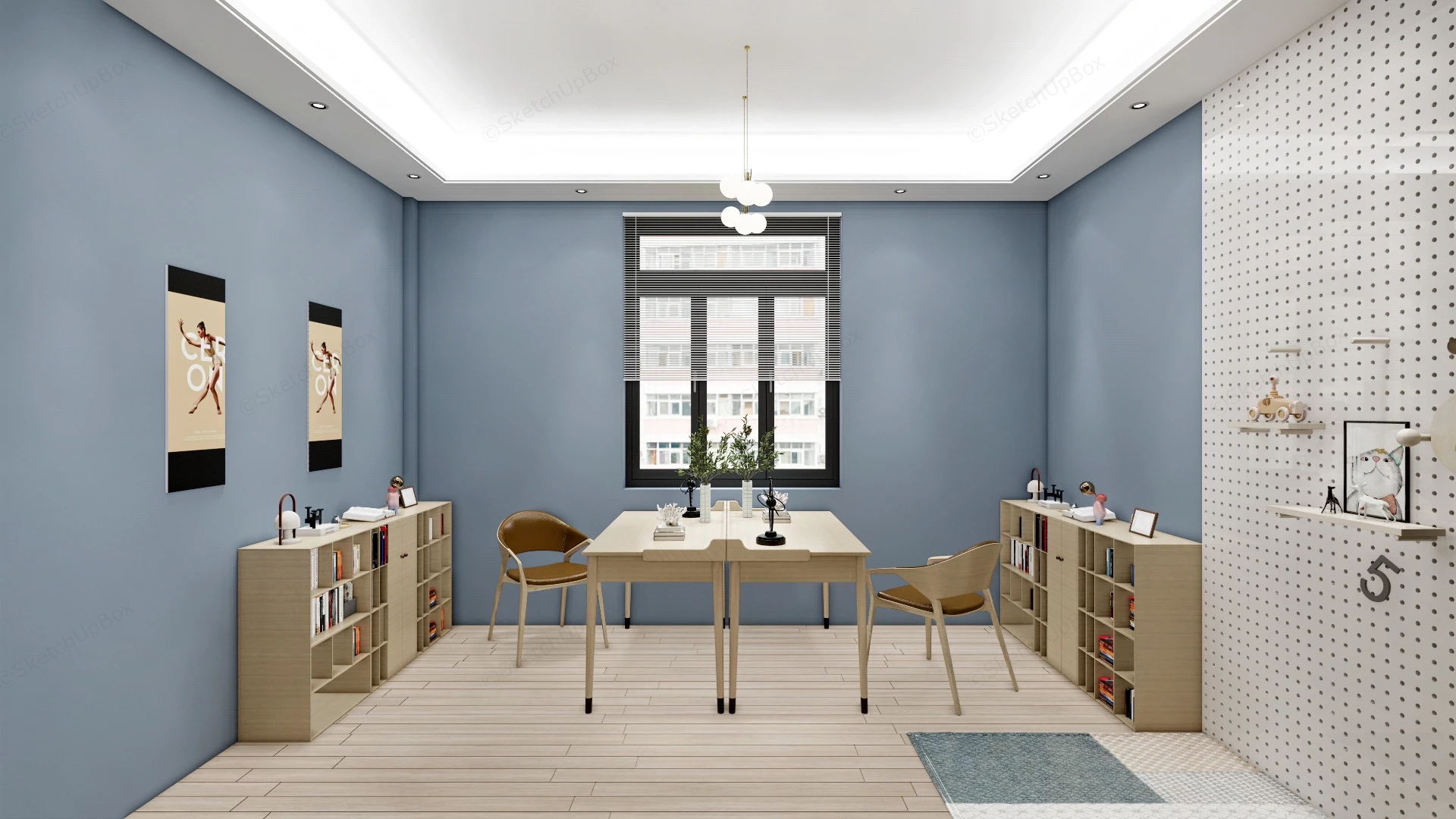 Two Person Home Office Design sketchup model preview - SketchupBox