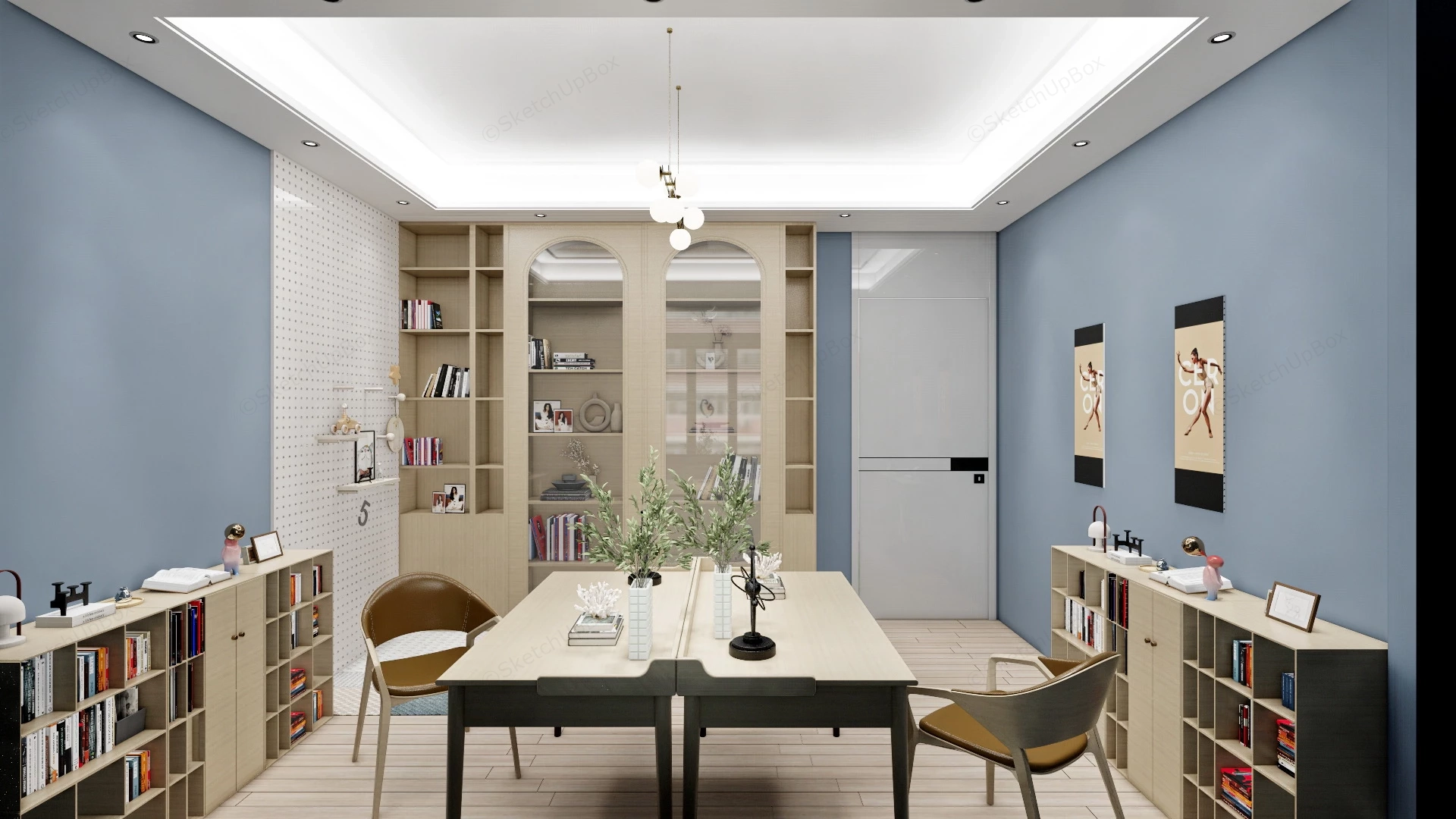 Two Person Home Office Design sketchup model preview - SketchupBox