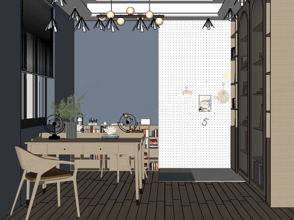 Two Person Home Office Design sketchup model preview - SketchupBox
