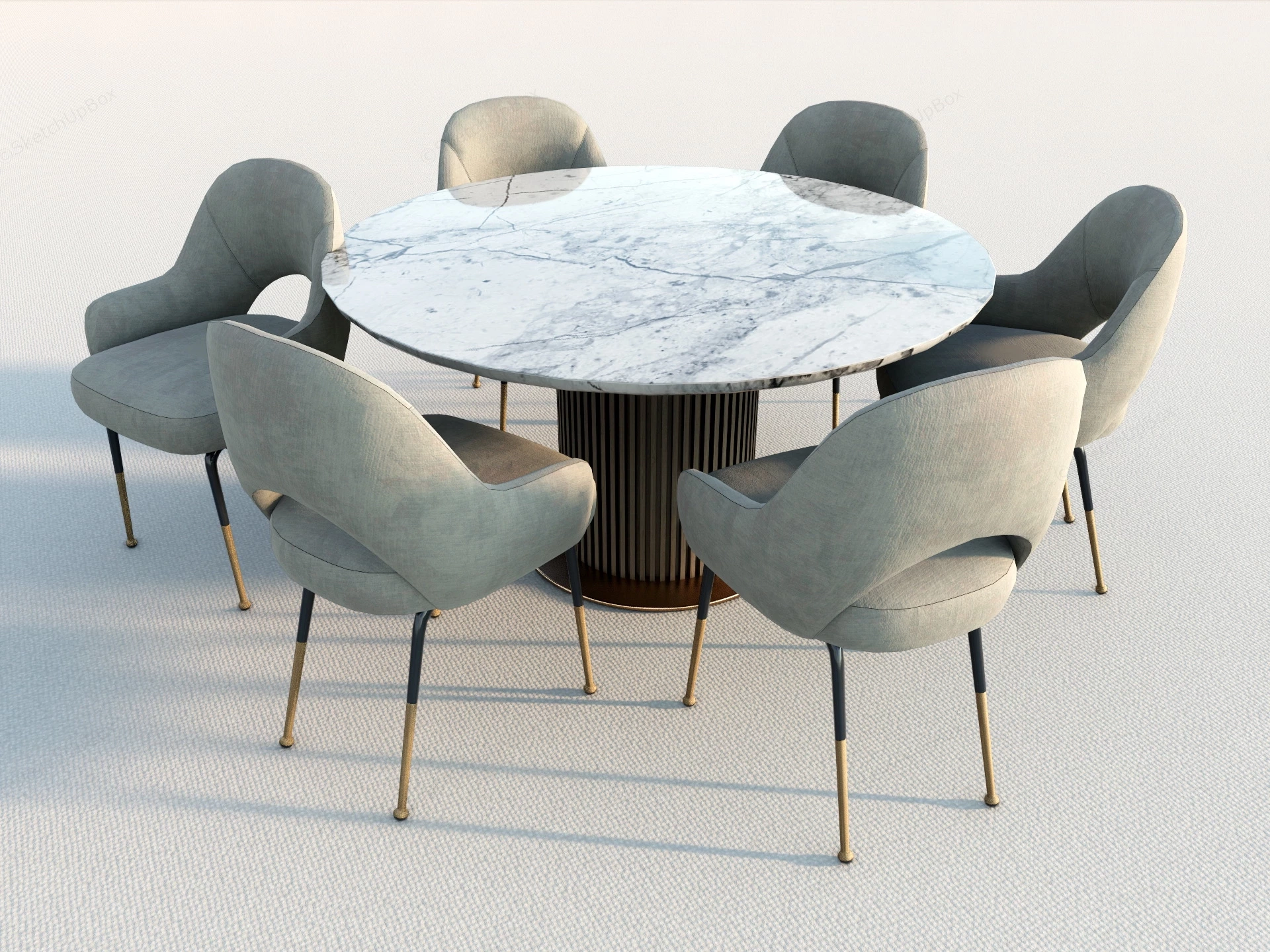 Round Marble Dining Table Set sketchup model preview - SketchupBox